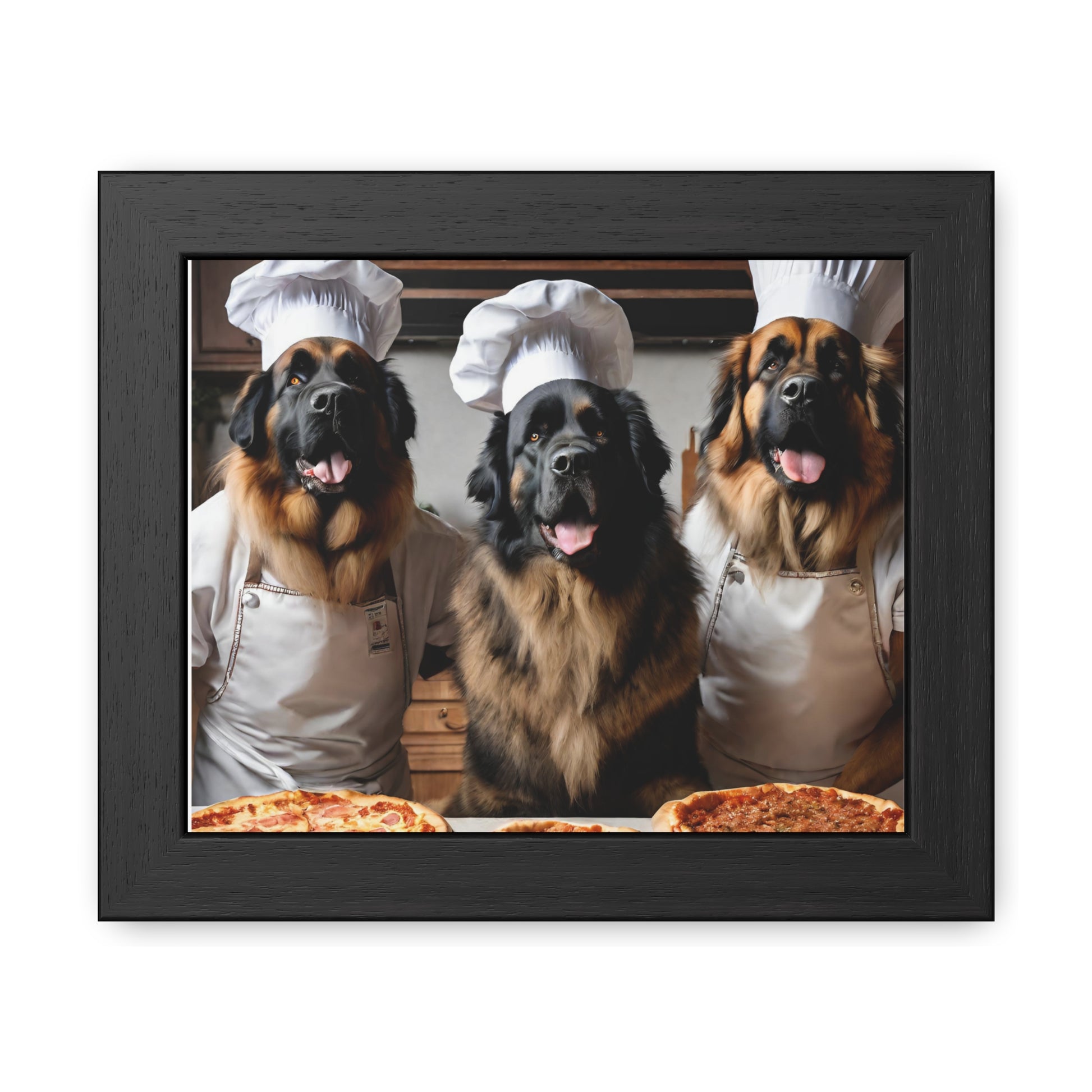 Leonberger Pizza Time Framed Posters
