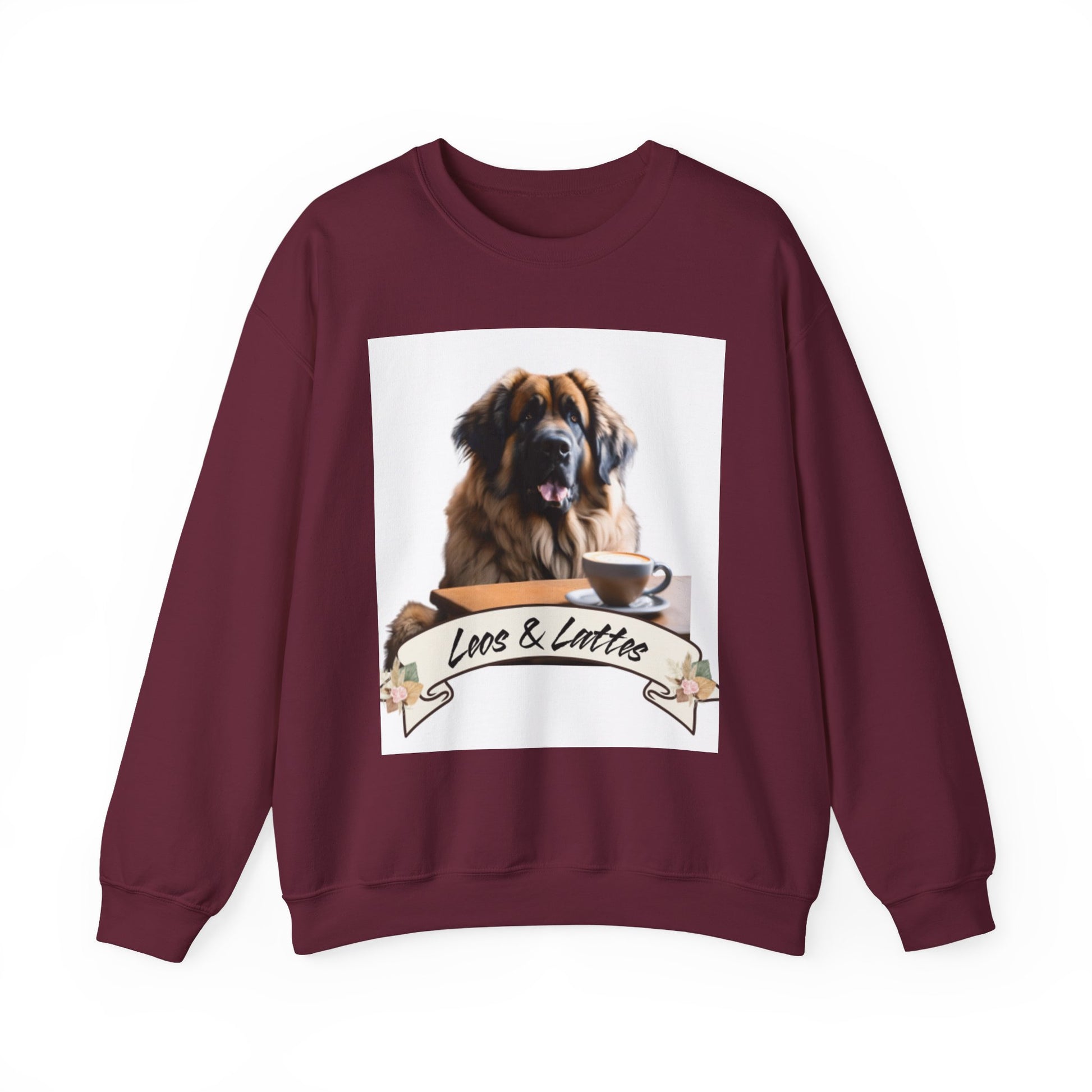 Leos & Lattes  Crewneck Sweatshirt - Perfect Gift for Leonberger Pet Owners