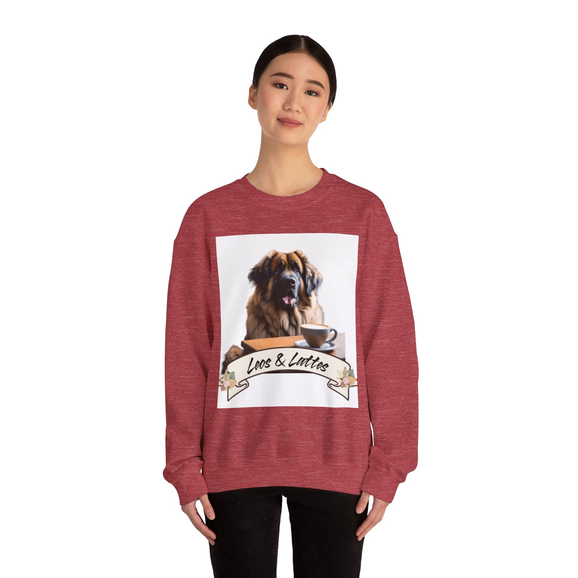 Leos & Lattes  Crewneck Sweatshirt - Perfect Gift for Leonberger Pet Owners
