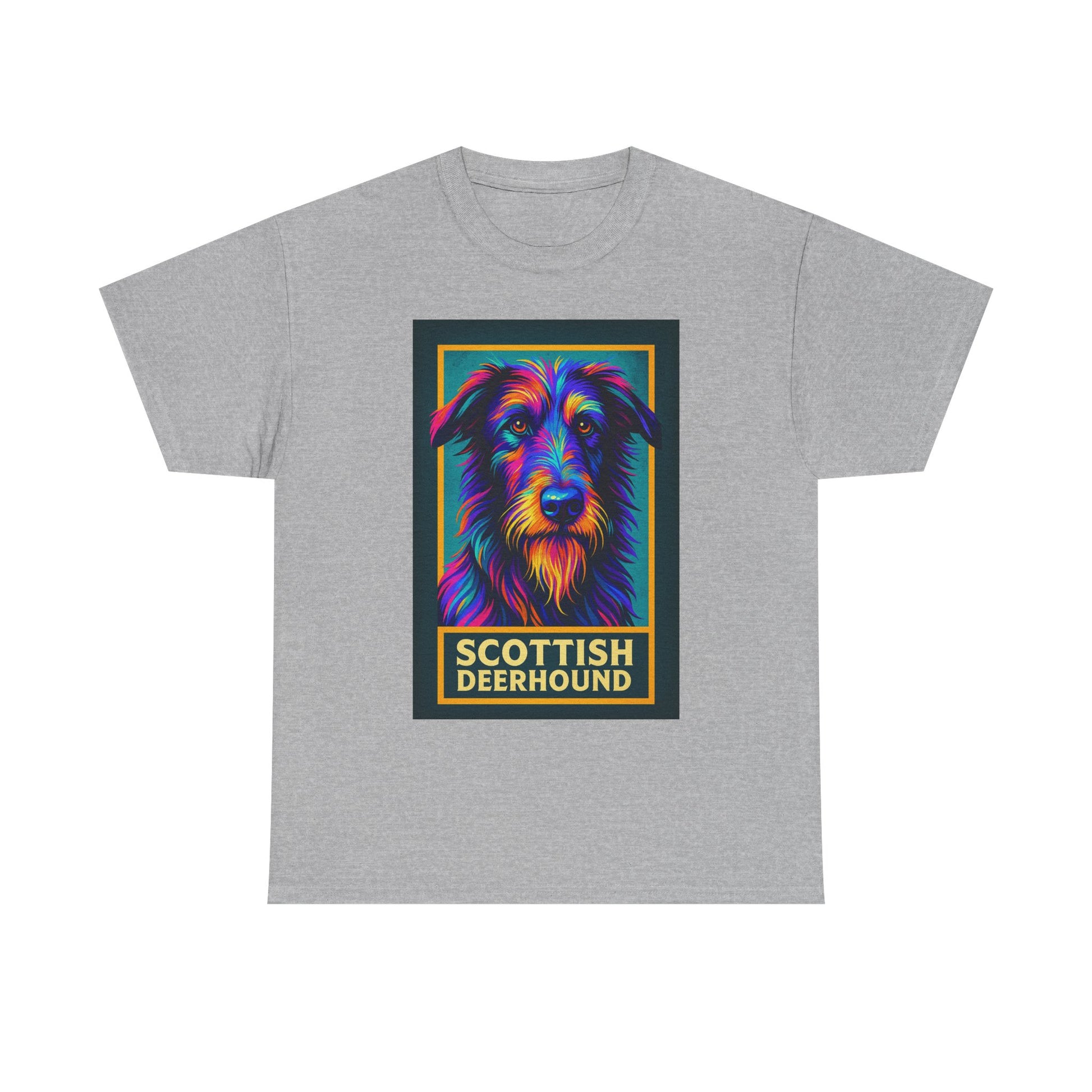 Colorful Scottish Deerhound Unisex Tee, Pet Lover Shirt, Dog Dad Gift, Animal Lover Apparel, Vibrant Cotton Tee for Holidays