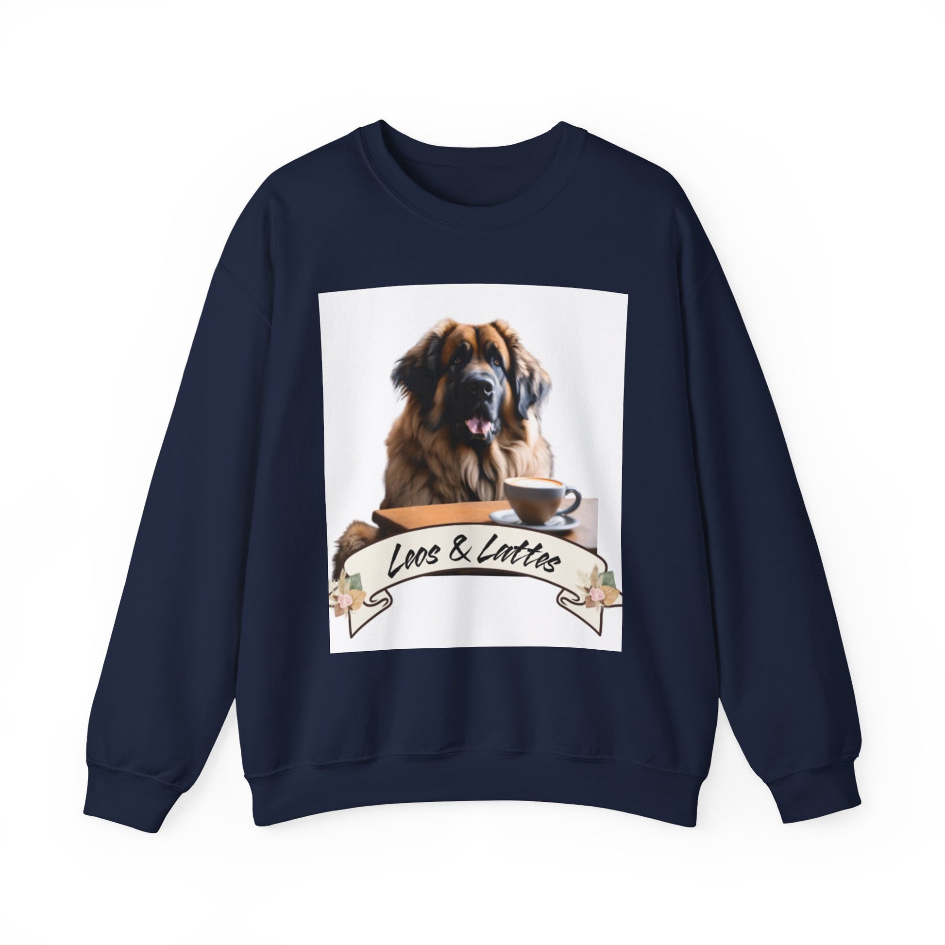 Leos & Lattes  Crewneck Sweatshirt - Perfect Gift for Leonberger Pet Owners