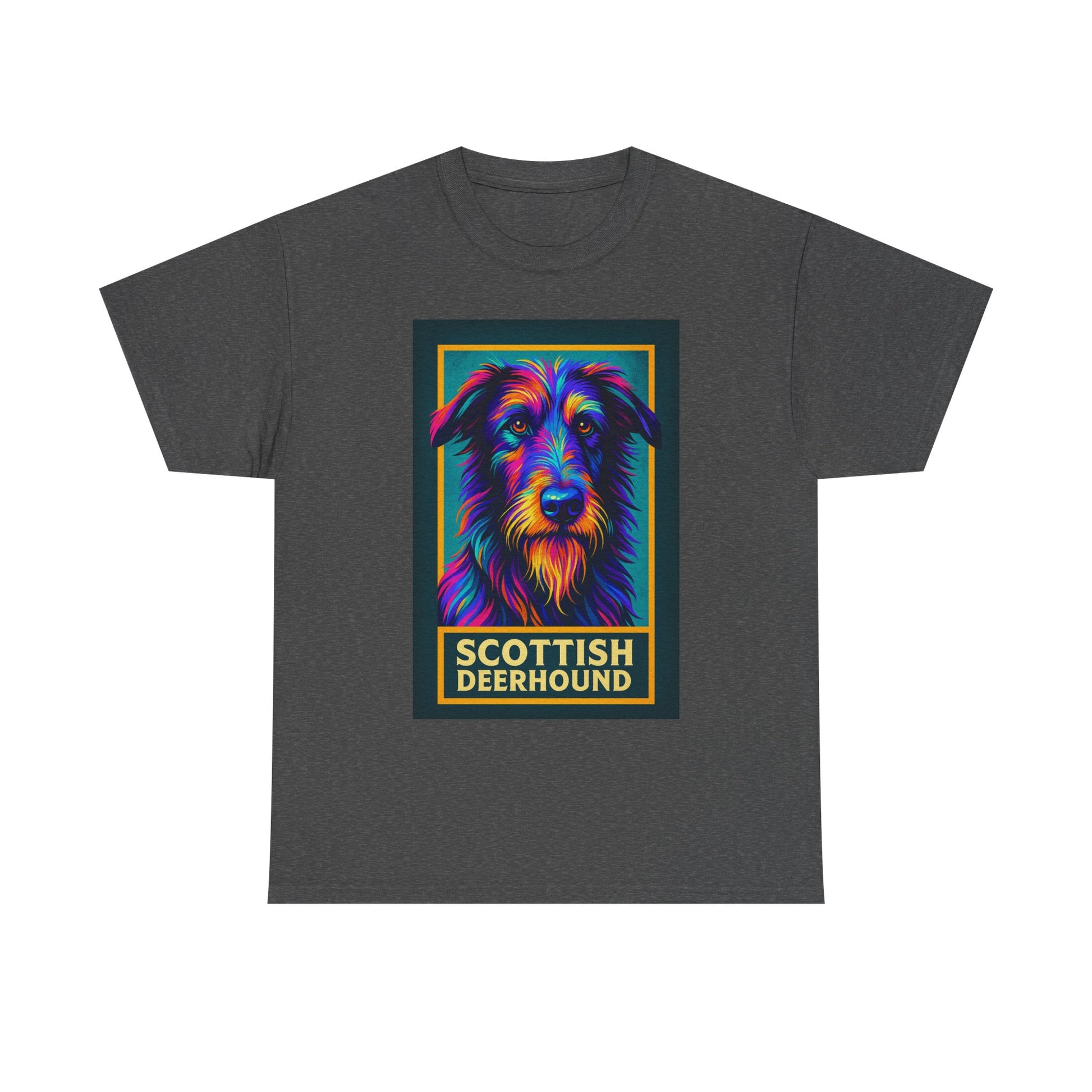 Colorful Scottish Deerhound Unisex Tee, Pet Lover Shirt, Dog Dad Gift, Animal Lover Apparel, Vibrant Cotton Tee for Holidays