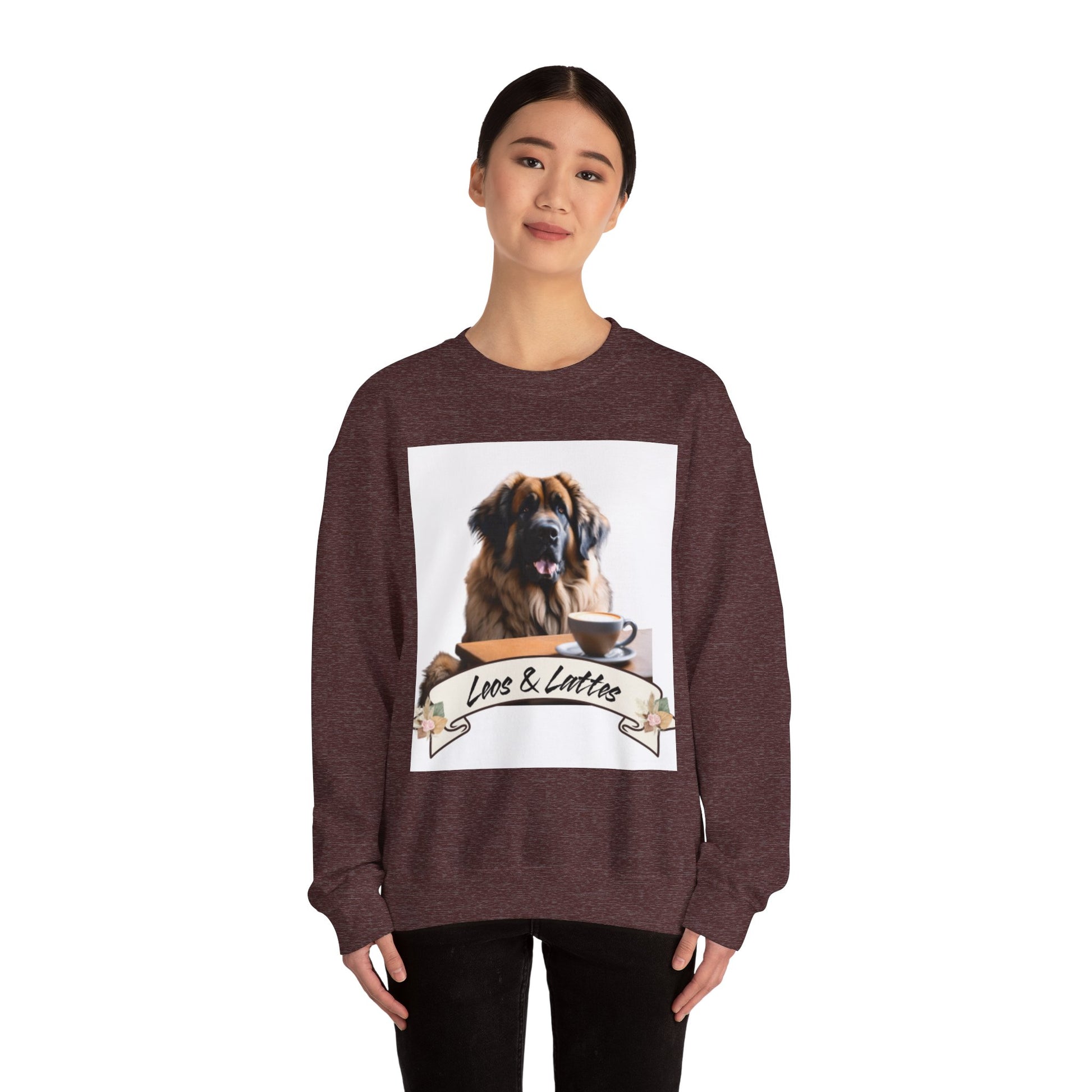 Leos & Lattes  Crewneck Sweatshirt - Perfect Gift for Leonberger Pet Owners