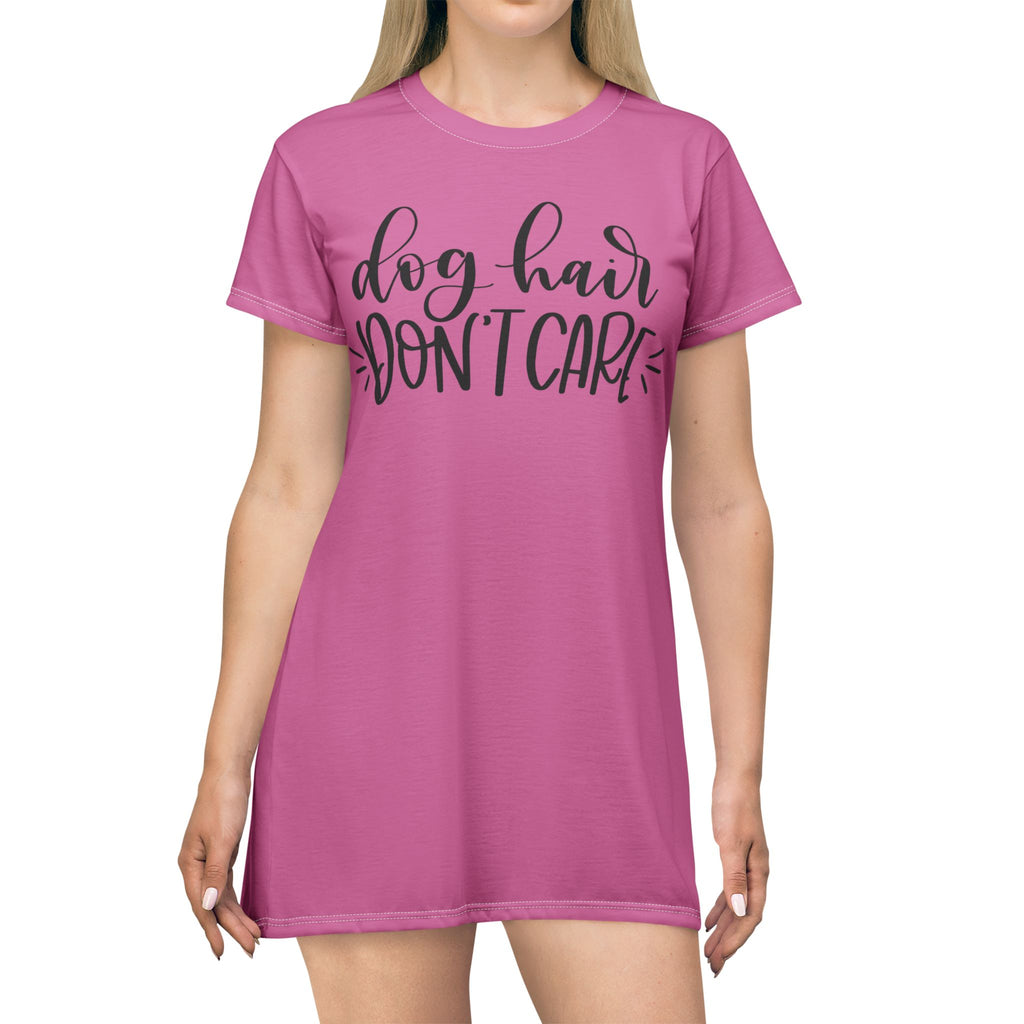 Dog Hair Don't Care T-Shirt Dress (AOP)