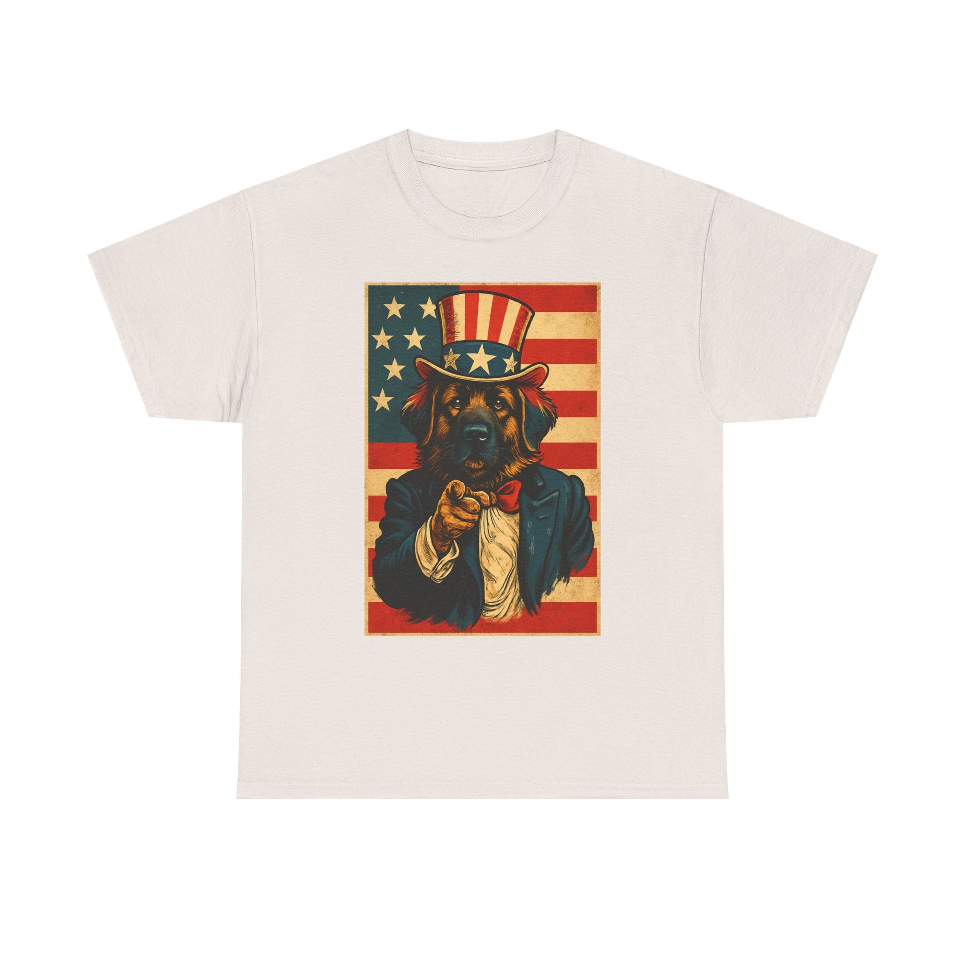 Patriotic Dog Tee - Vintage American Flag, Unisex Heavy Cotton T-Shirt, 4th of July Shirt, Dog Lover Gift, Casual Wear