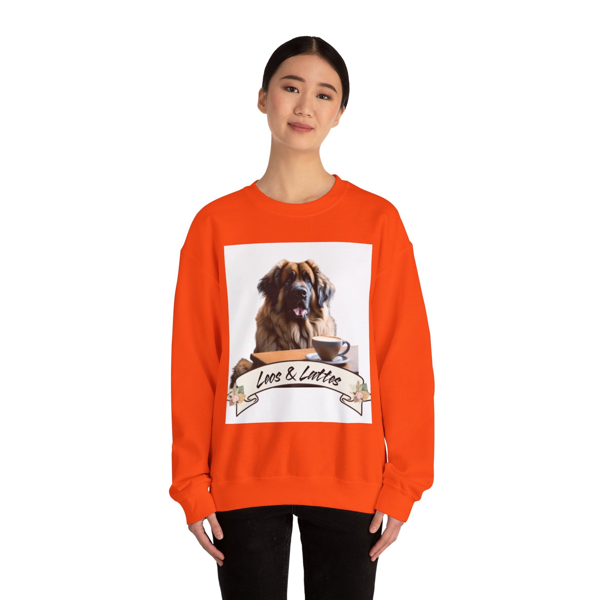 Leos & Lattes  Crewneck Sweatshirt - Perfect Gift for Leonberger Pet Owners