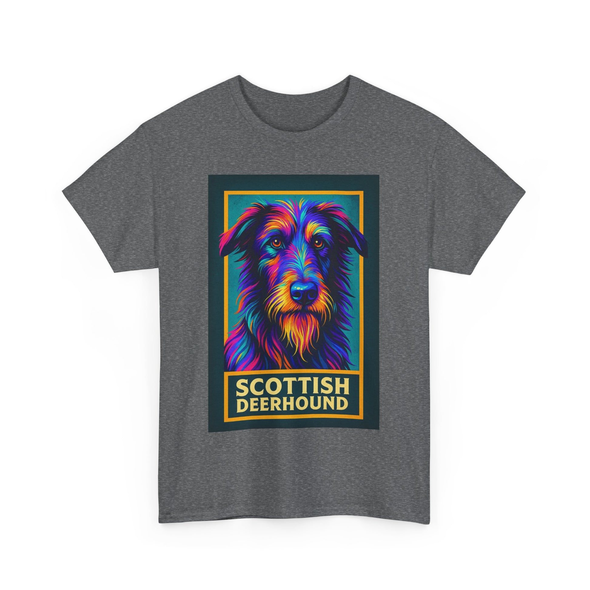 Colorful Scottish Deerhound Unisex Tee, Pet Lover Shirt, Dog Dad Gift, Animal Lover Apparel, Vibrant Cotton Tee for Holidays