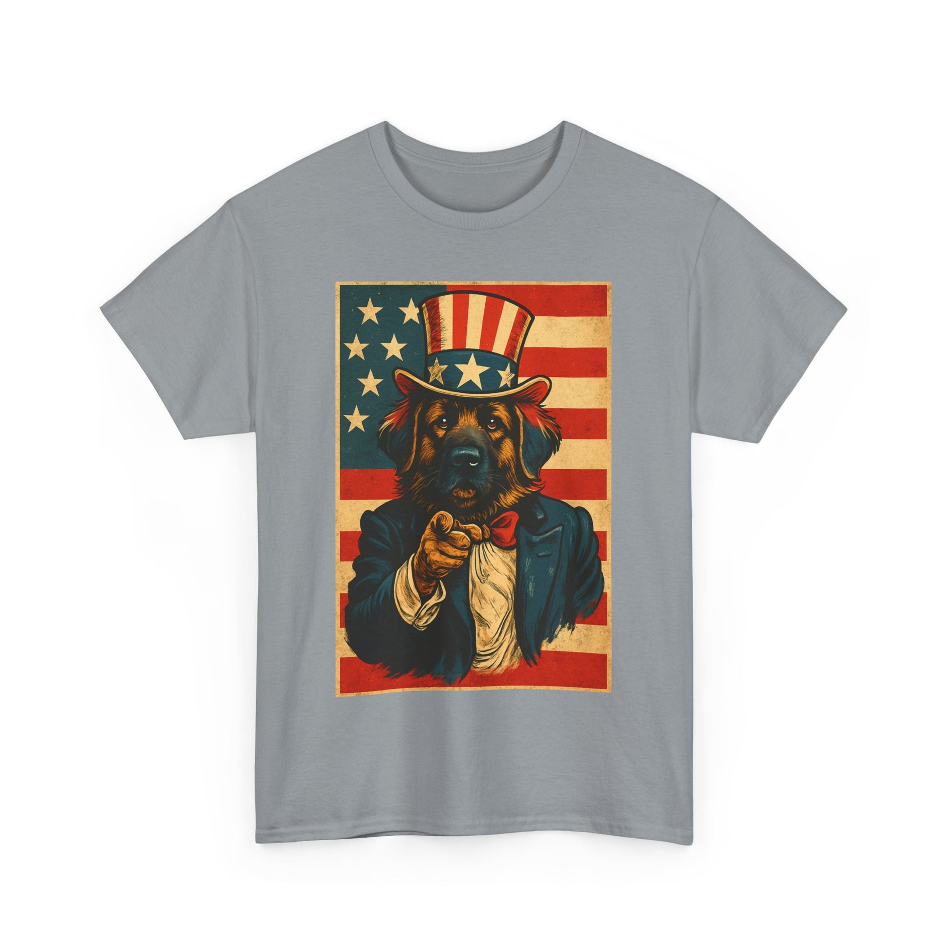 Patriotic Dog Tee - Vintage American Flag, Unisex Heavy Cotton T-Shirt, 4th of July Shirt, Dog Lover Gift, Casual Wear