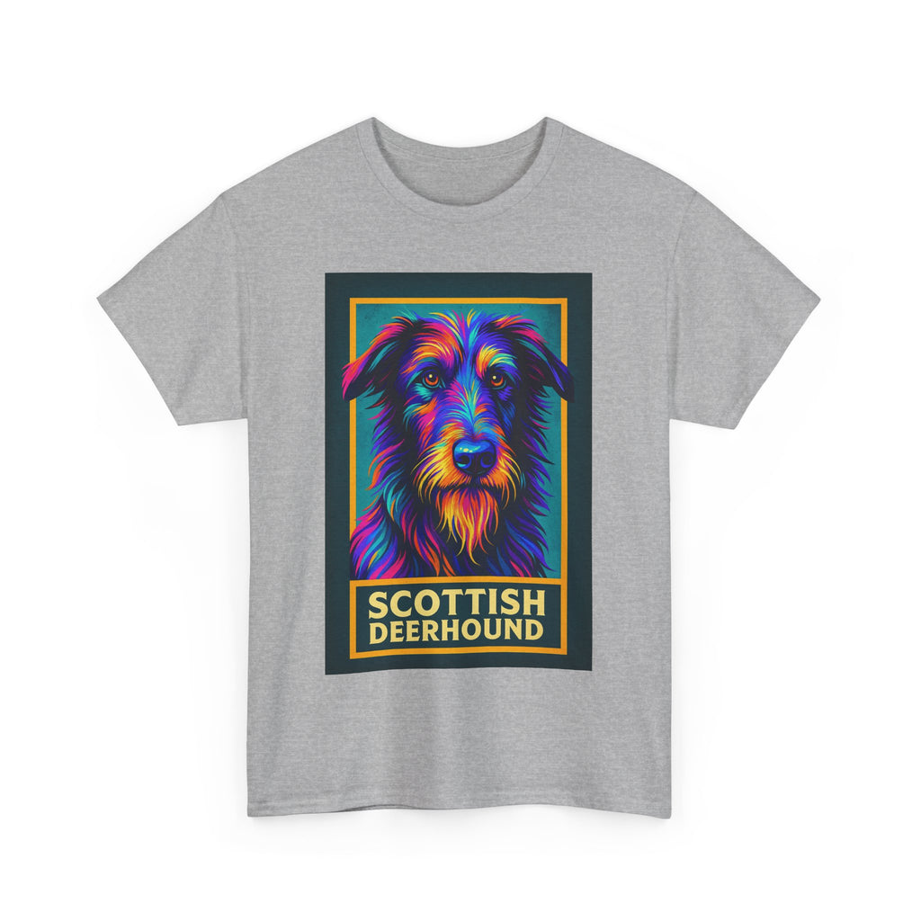 Colorful Scottish Deerhound Unisex Tee, Pet Lover Shirt, Dog Dad Gift, Animal Lover Apparel, Vibrant Cotton Tee for Holidays