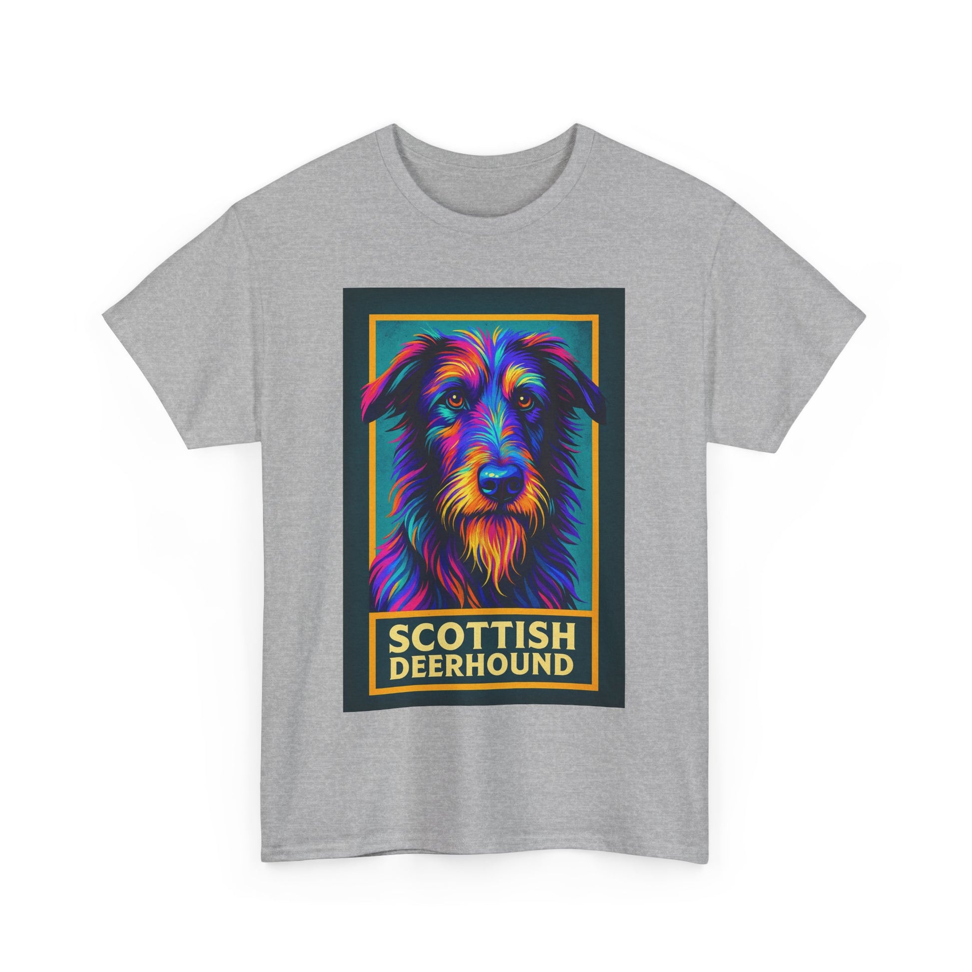 Colorful Scottish Deerhound Unisex Tee, Pet Lover Shirt, Dog Dad Gift, Animal Lover Apparel, Vibrant Cotton Tee for Holidays
