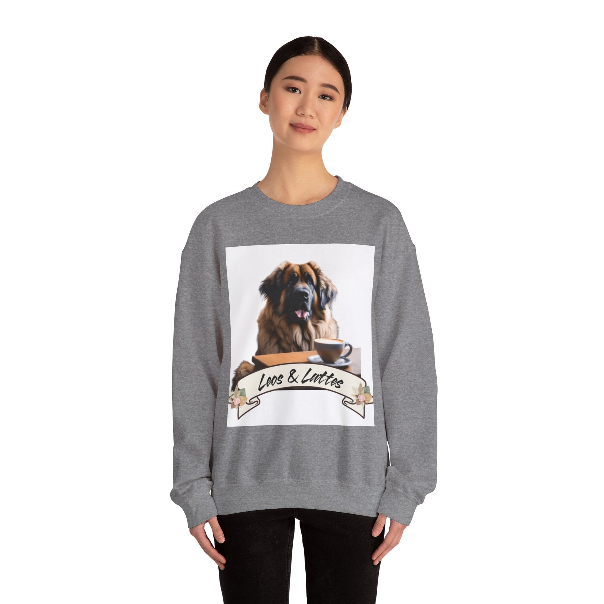 Leos & Lattes  Crewneck Sweatshirt - Perfect Gift for Leonberger Pet Owners