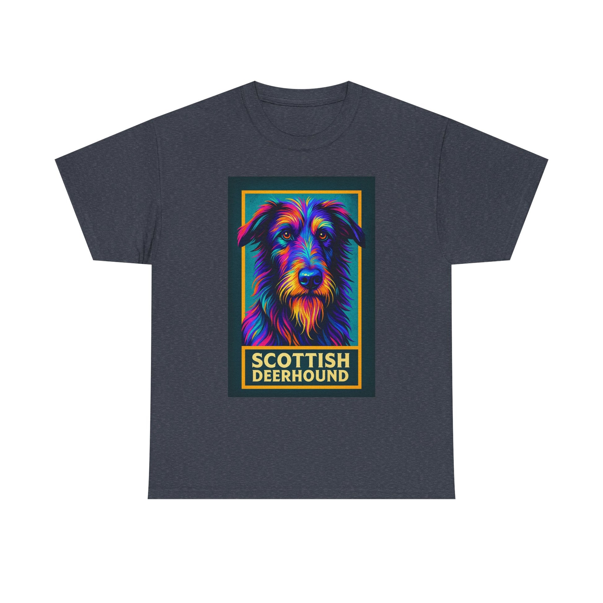 Colorful Scottish Deerhound Unisex Tee, Pet Lover Shirt, Dog Dad Gift, Animal Lover Apparel, Vibrant Cotton Tee for Holidays