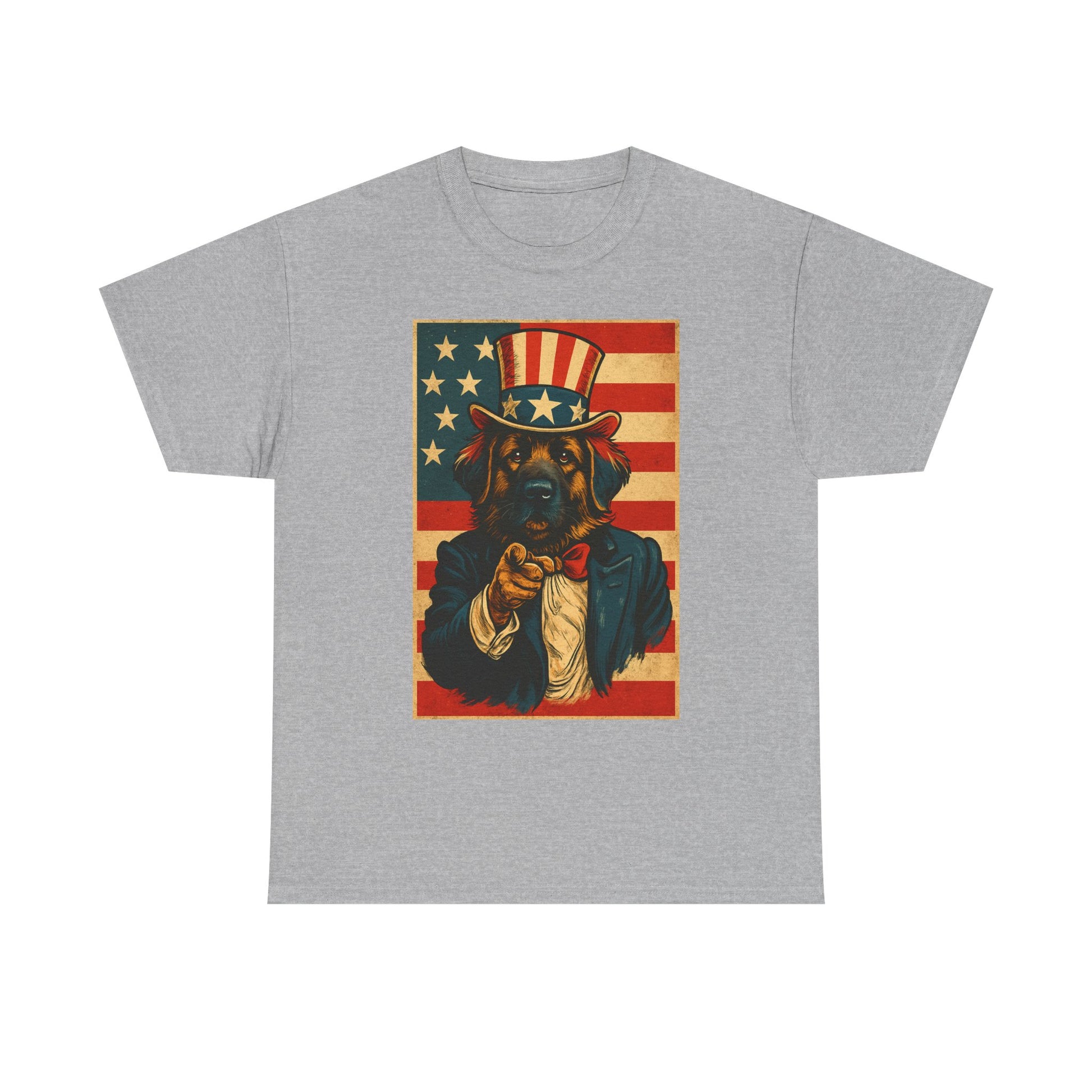 Patriotic Dog Tee - Vintage American Flag, Unisex Heavy Cotton T-Shirt, 4th of July Shirt, Dog Lover Gift, Casual Wear