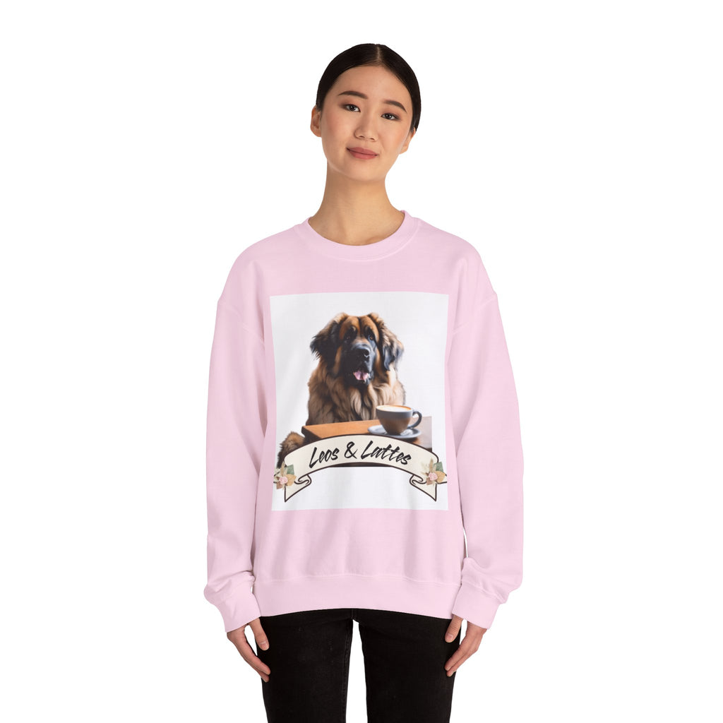 Leos & Lattes  Crewneck Sweatshirt - Perfect Gift for Leonberger Pet Owners