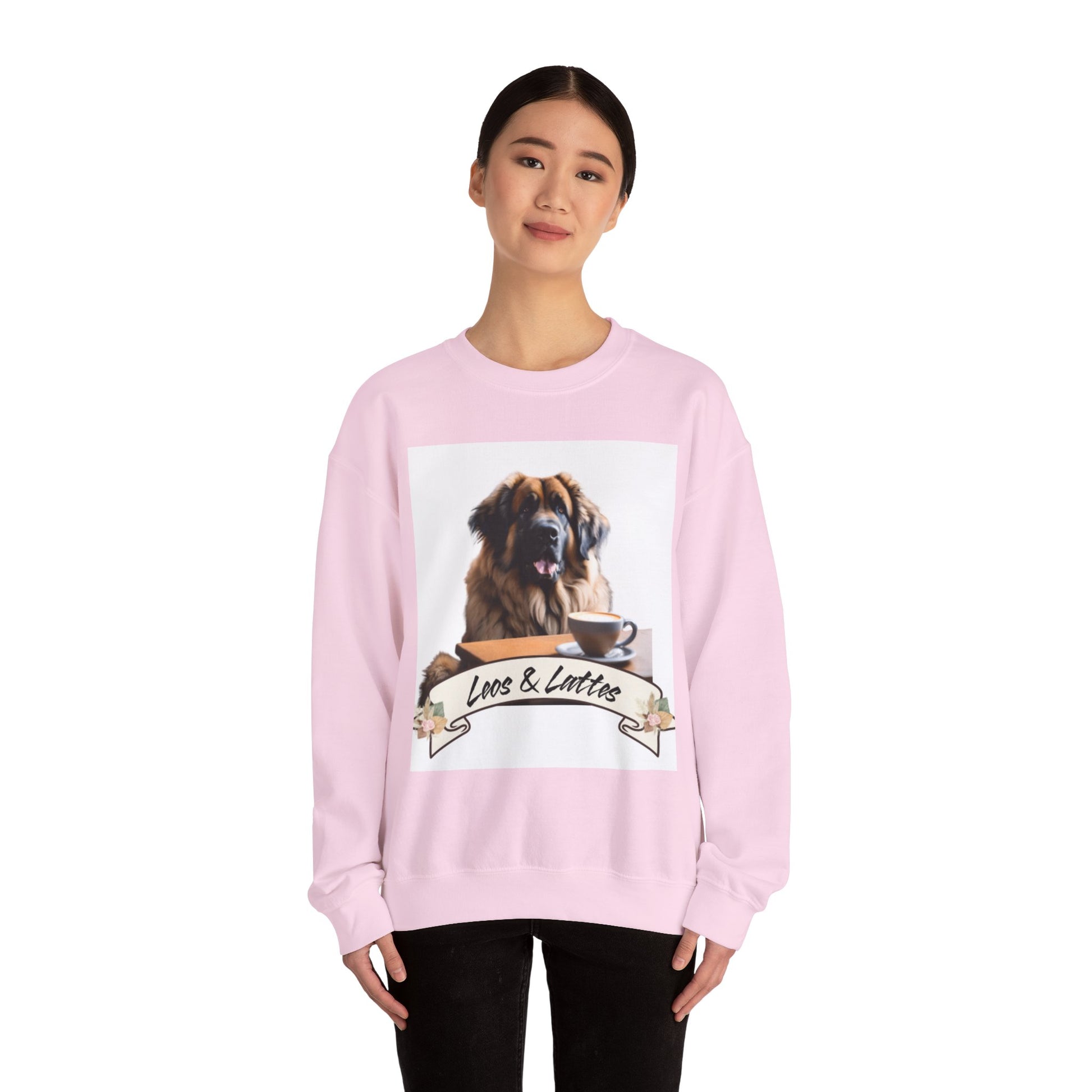 Leos & Lattes  Crewneck Sweatshirt - Perfect Gift for Leonberger Pet Owners
