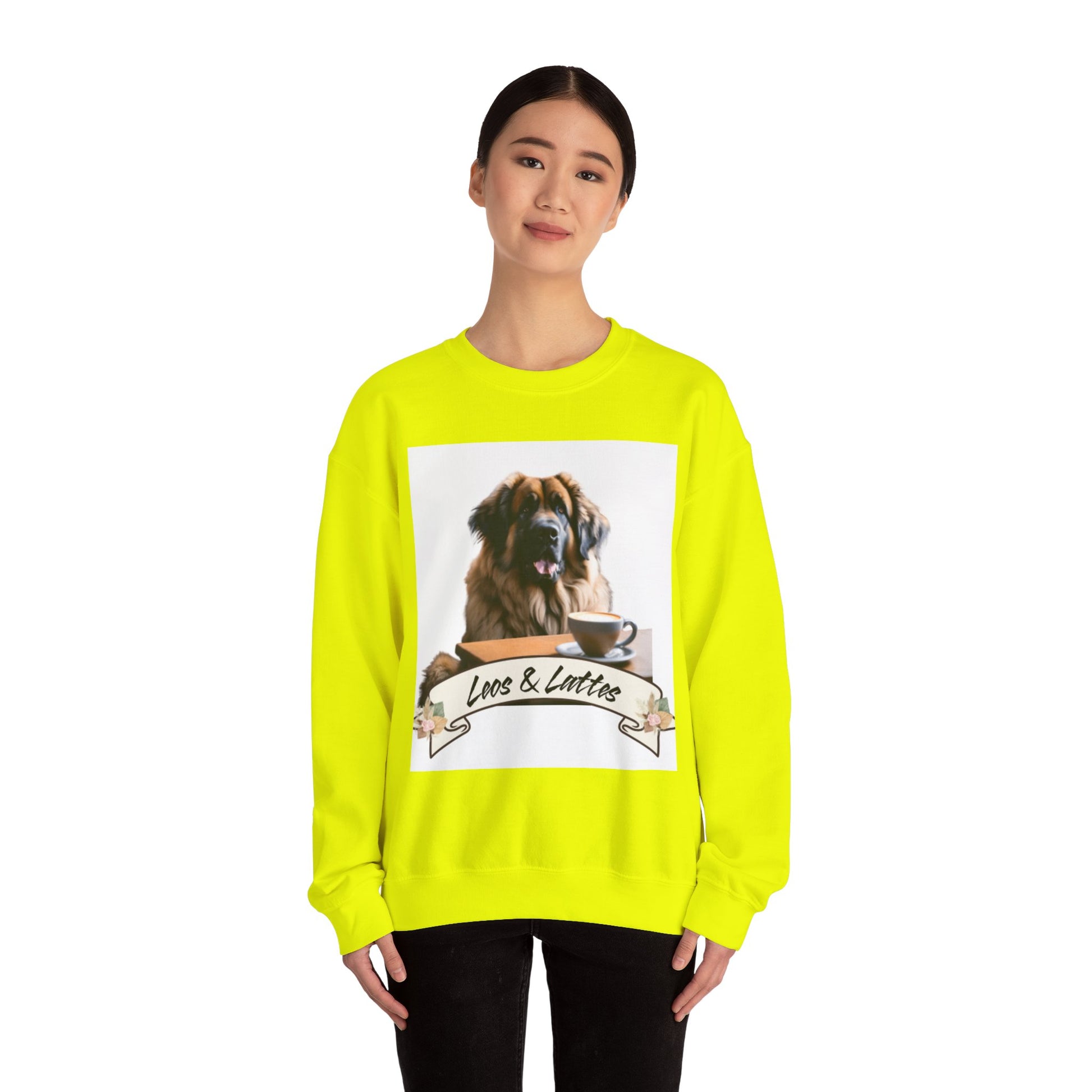 Leos & Lattes  Crewneck Sweatshirt - Perfect Gift for Leonberger Pet Owners