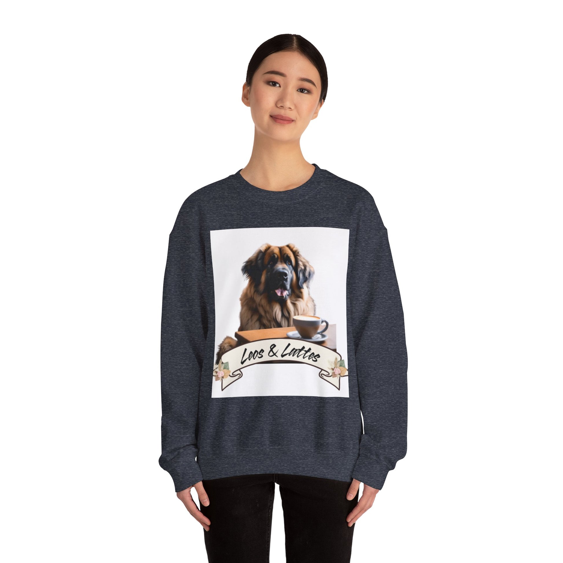 Leos & Lattes  Crewneck Sweatshirt - Perfect Gift for Leonberger Pet Owners