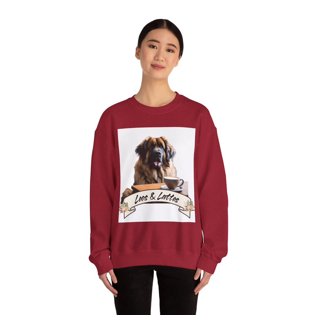 Leos & Lattes  Crewneck Sweatshirt - Perfect Gift for Leonberger Pet Owners