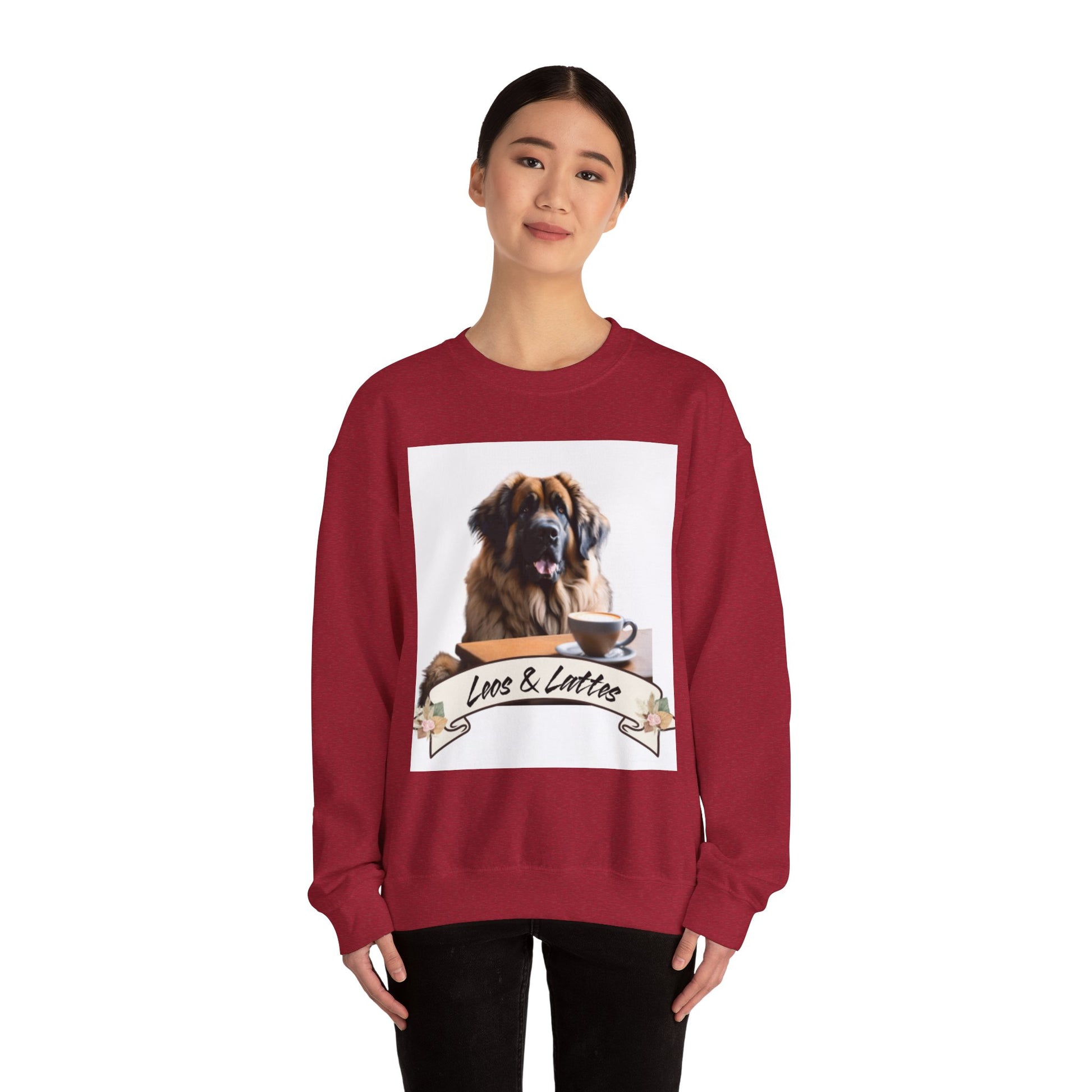 Leos & Lattes  Crewneck Sweatshirt - Perfect Gift for Leonberger Pet Owners