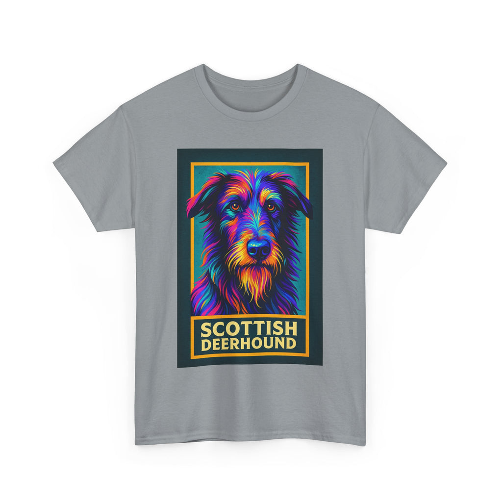 Colorful Scottish Deerhound Unisex Tee, Pet Lover Shirt, Dog Dad Gift, Animal Lover Apparel, Vibrant Cotton Tee for Holidays