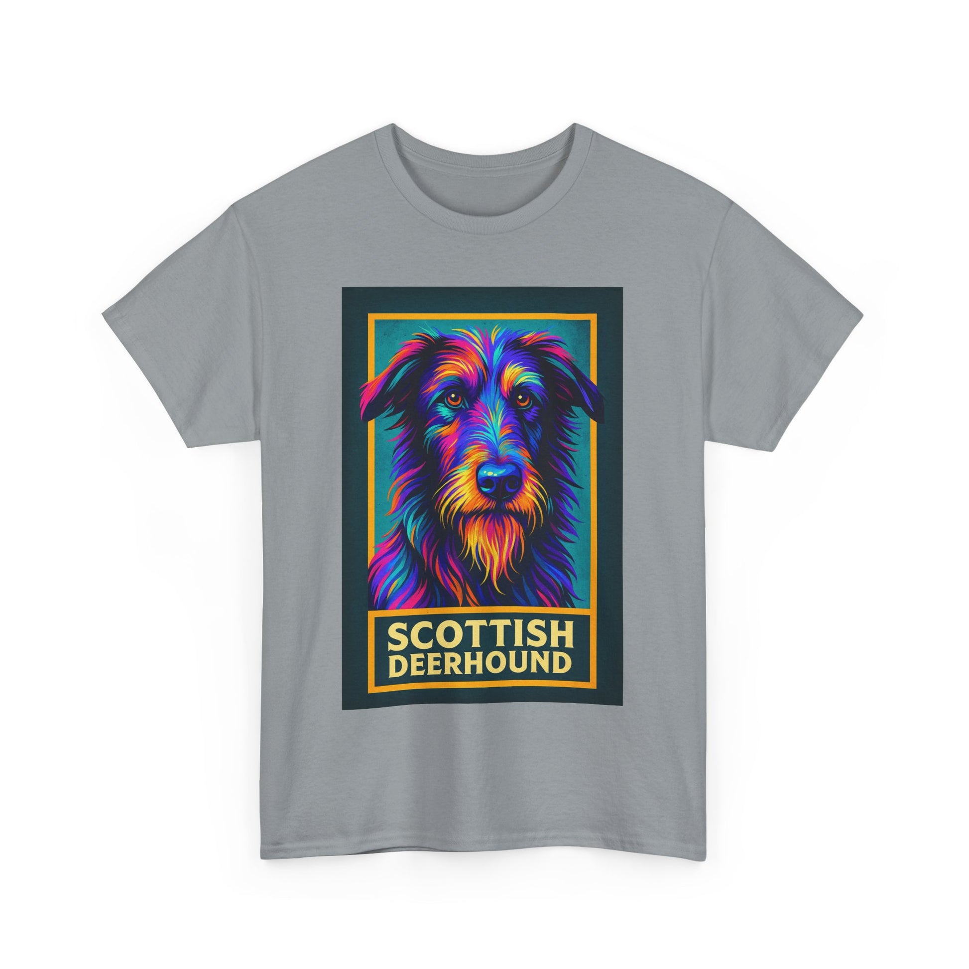 Colorful Scottish Deerhound Unisex Tee, Pet Lover Shirt, Dog Dad Gift, Animal Lover Apparel, Vibrant Cotton Tee for Holidays