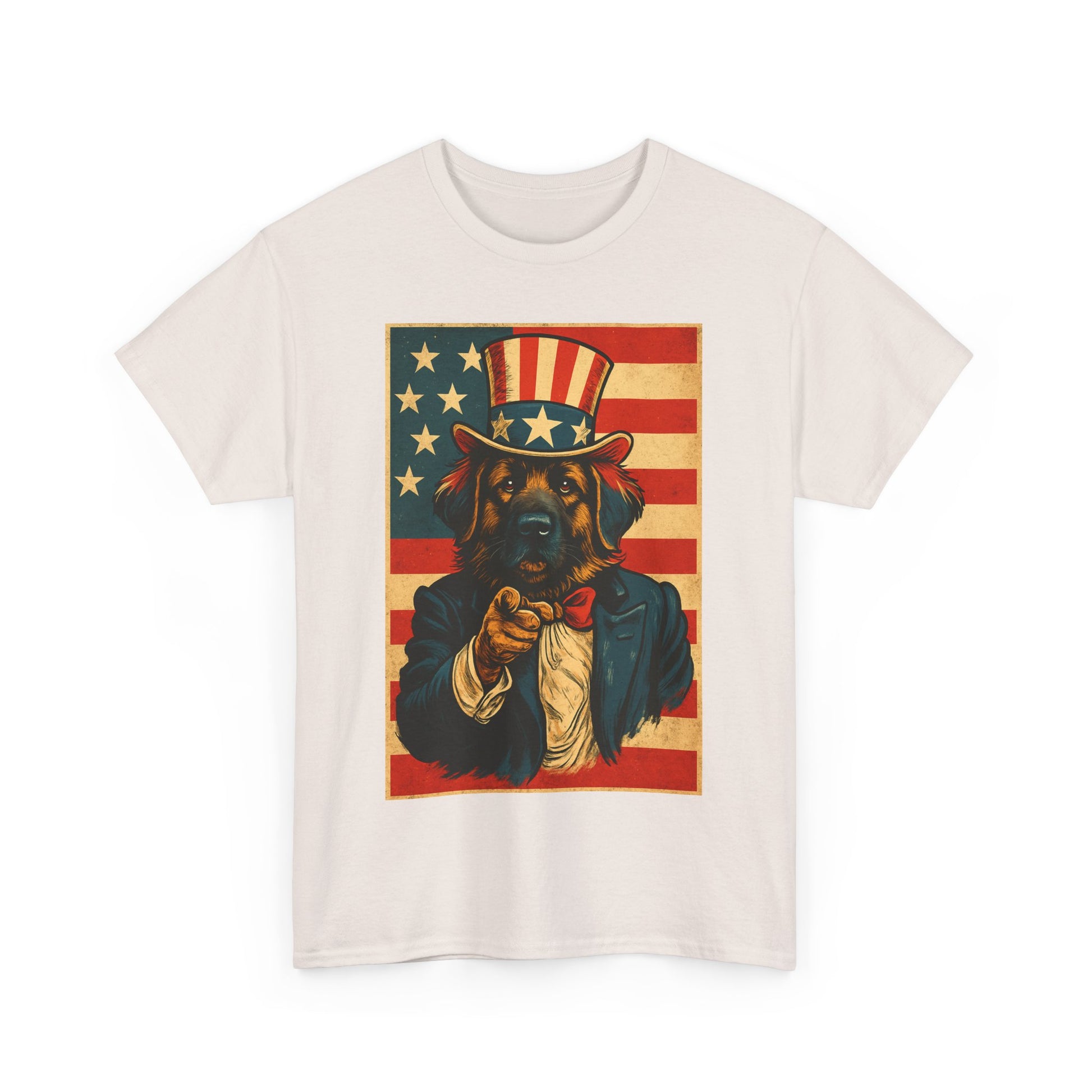 Patriotic Dog Tee - Vintage American Flag, Unisex Heavy Cotton T-Shirt, 4th of July Shirt, Dog Lover Gift, Casual Wear