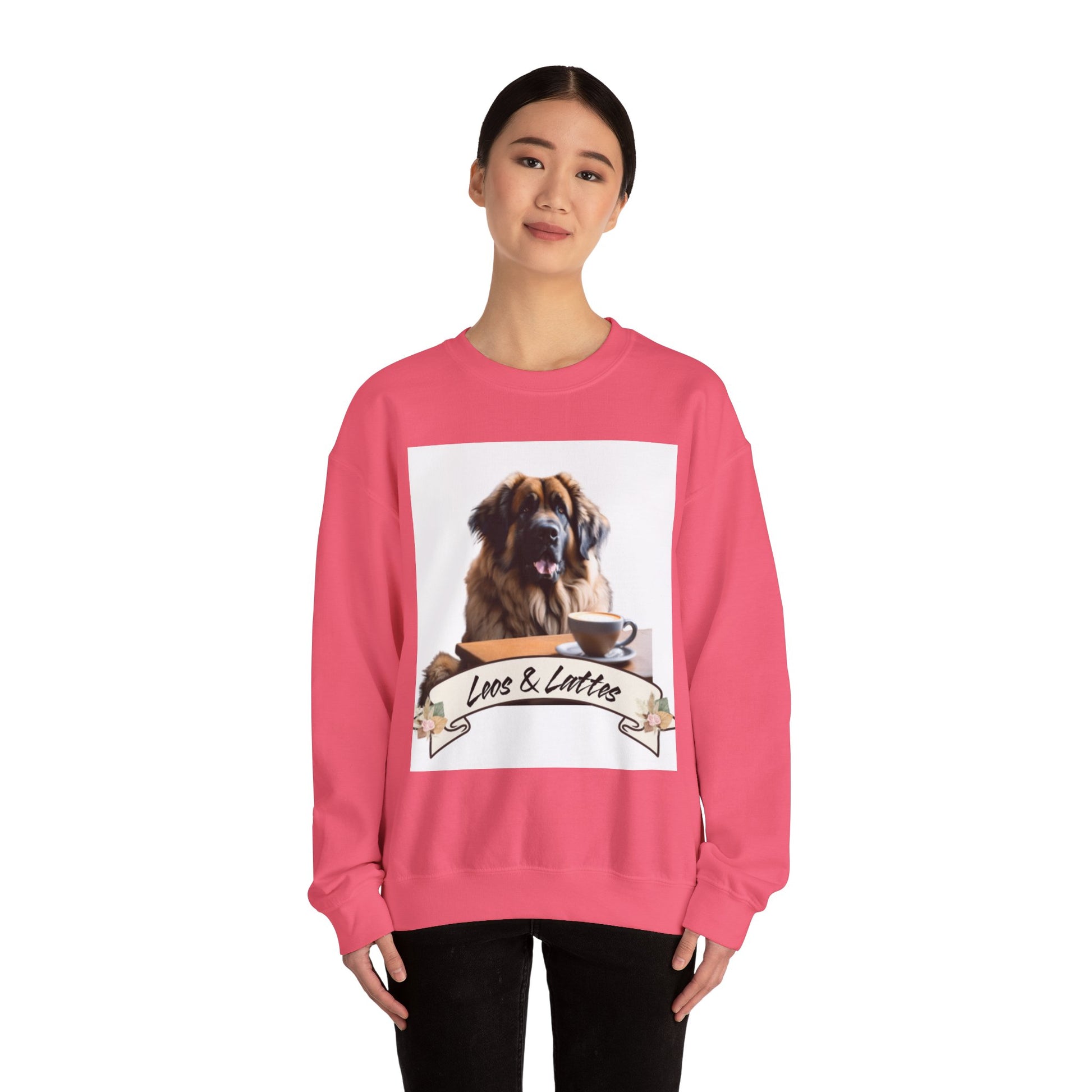 Leos & Lattes  Crewneck Sweatshirt - Perfect Gift for Leonberger Pet Owners