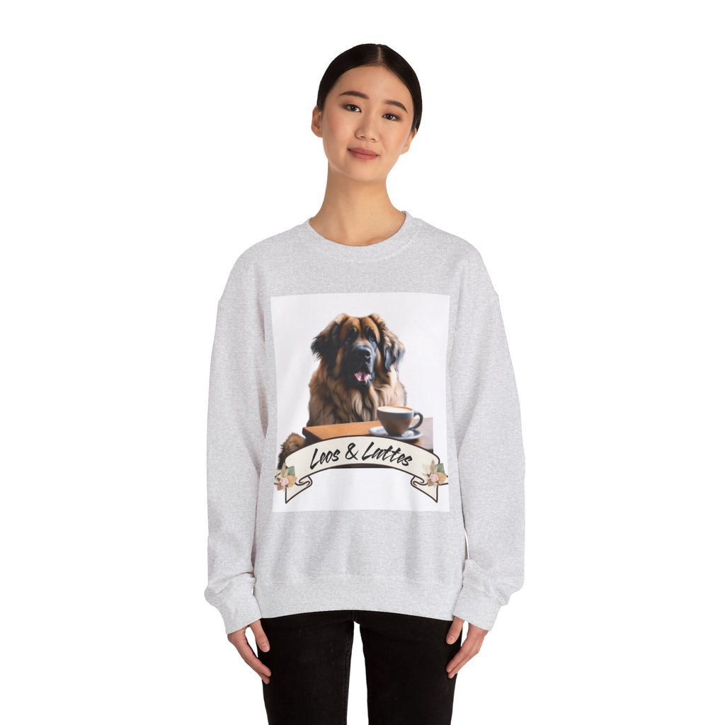 Leos & Lattes  Crewneck Sweatshirt - Perfect Gift for Leonberger Pet Owners