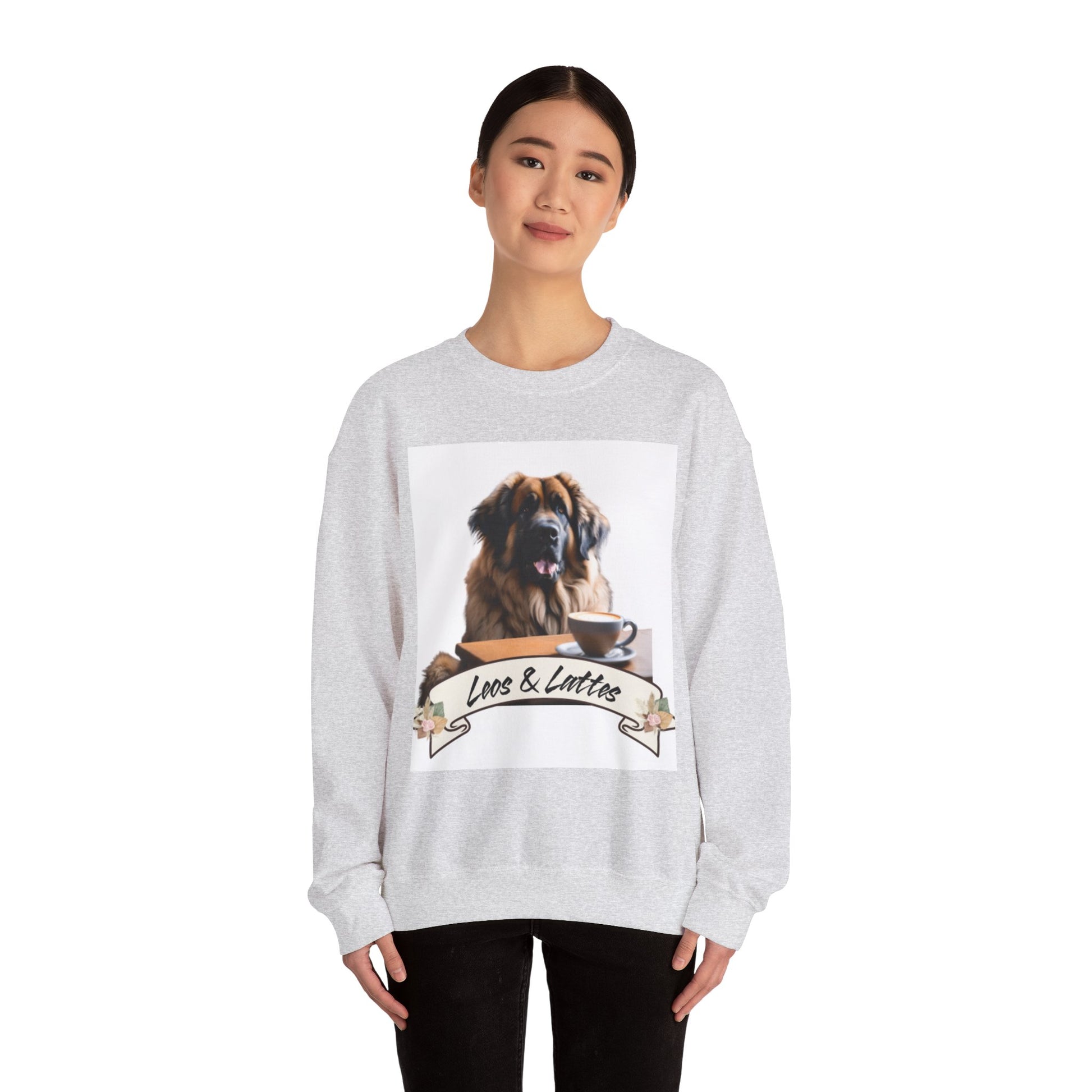 Leos & Lattes  Crewneck Sweatshirt - Perfect Gift for Leonberger Pet Owners