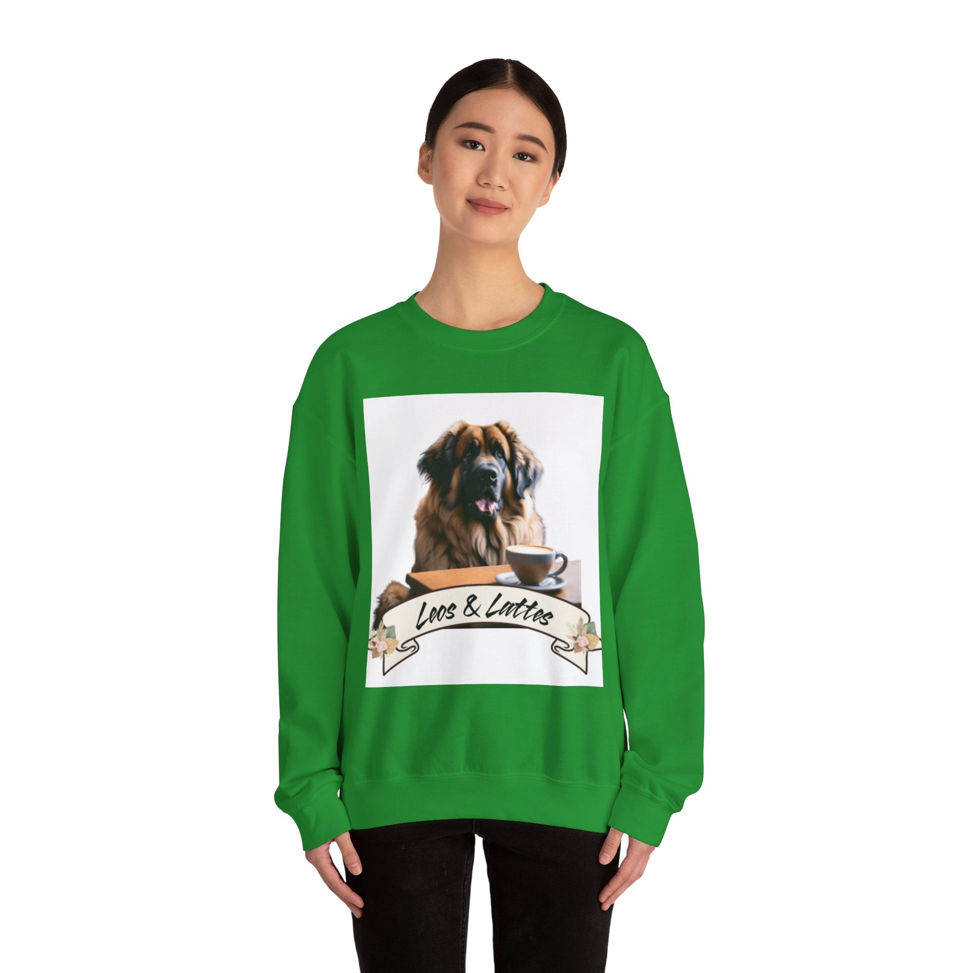 Leos & Lattes  Crewneck Sweatshirt - Perfect Gift for Leonberger Pet Owners