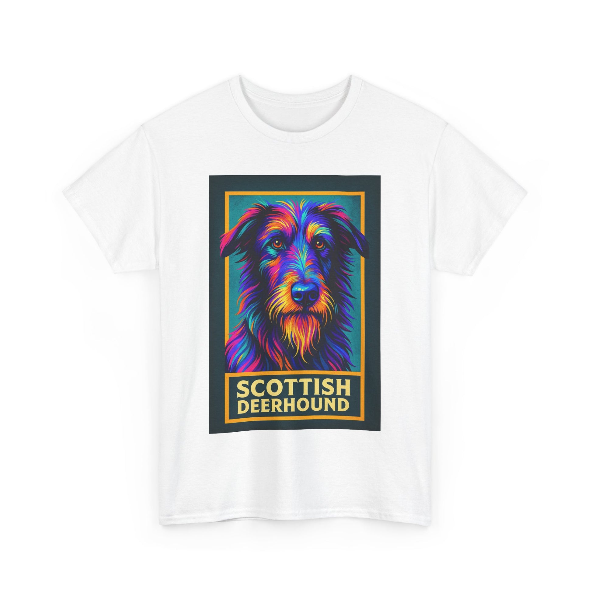 Colorful Scottish Deerhound Unisex Tee, Pet Lover Shirt, Dog Dad Gift, Animal Lover Apparel, Vibrant Cotton Tee for Holidays