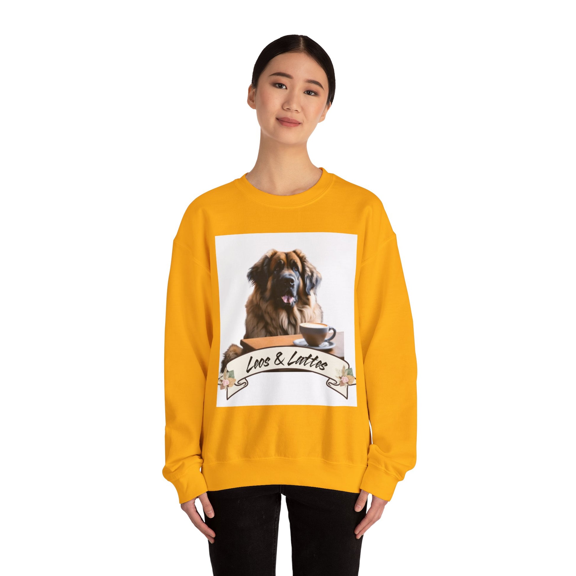 Leos & Lattes  Crewneck Sweatshirt - Perfect Gift for Leonberger Pet Owners