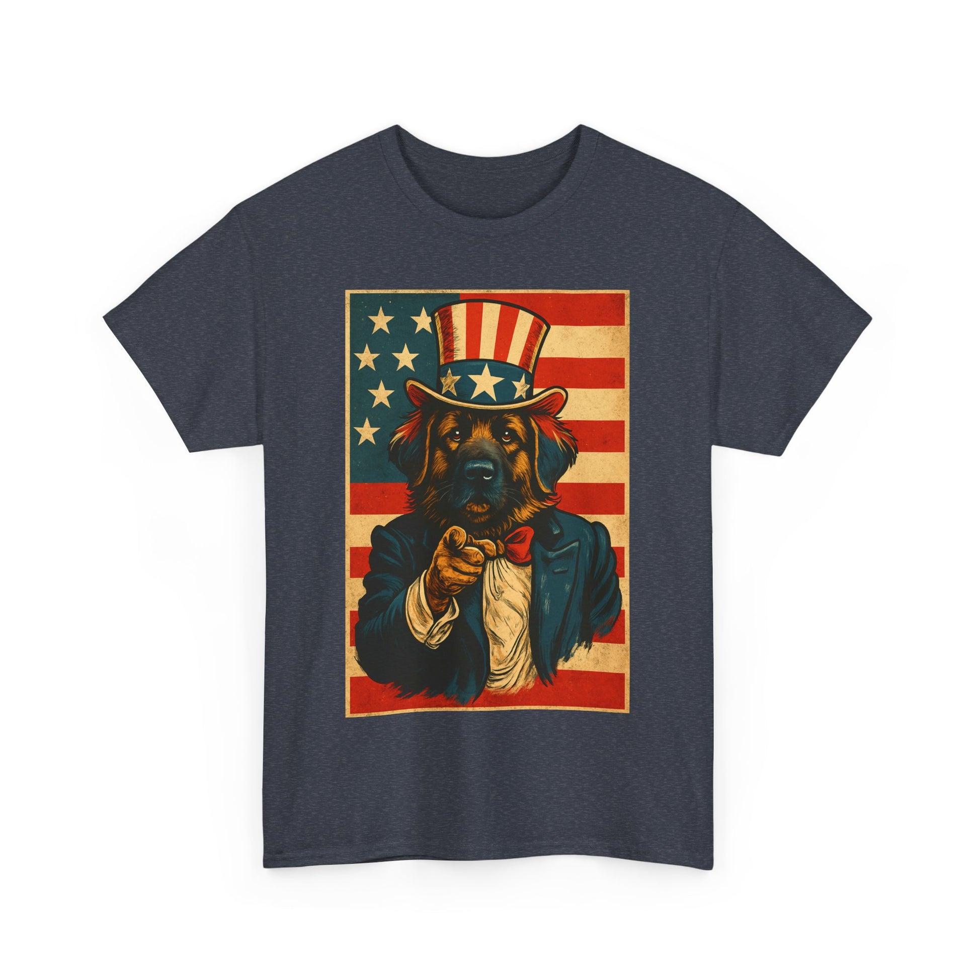 Patriotic Dog Tee - Vintage American Flag, Unisex Heavy Cotton T-Shirt, 4th of July Shirt, Dog Lover Gift, Casual Wear