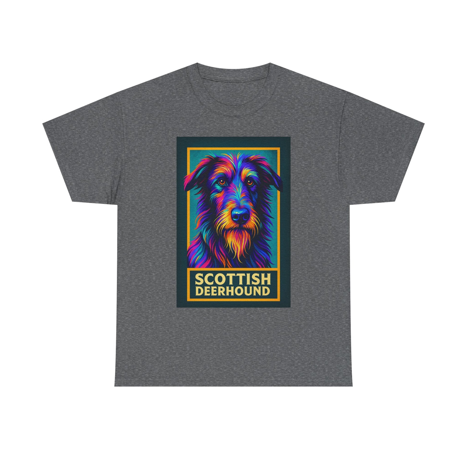 Colorful Scottish Deerhound Unisex Tee, Pet Lover Shirt, Dog Dad Gift, Animal Lover Apparel, Vibrant Cotton Tee for Holidays