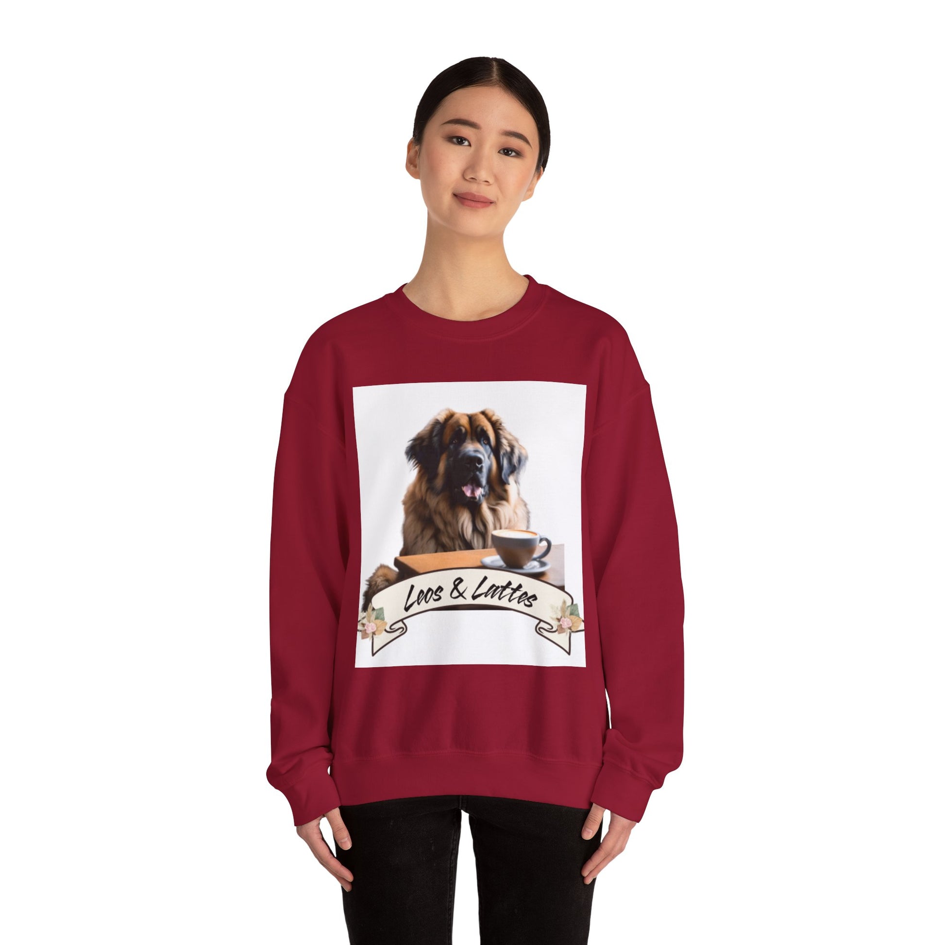Leos & Lattes  Crewneck Sweatshirt - Perfect Gift for Leonberger Pet Owners