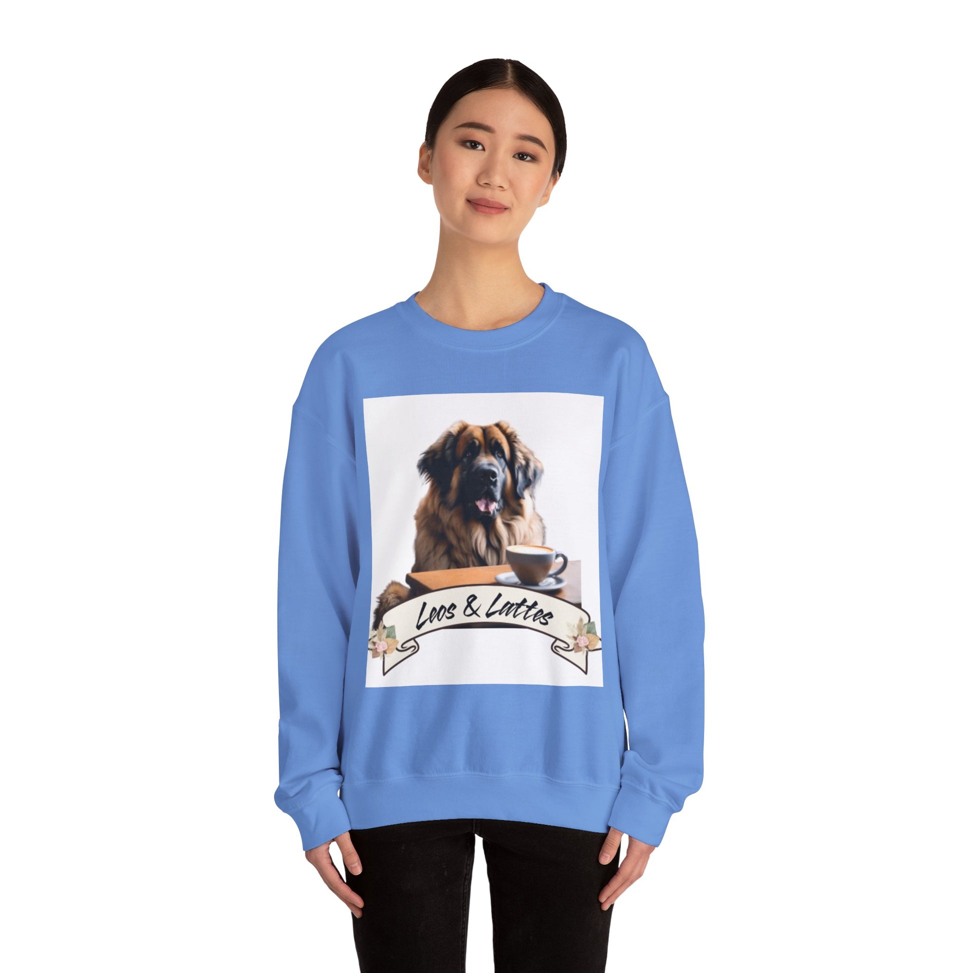 Leos & Lattes  Crewneck Sweatshirt - Perfect Gift for Leonberger Pet Owners