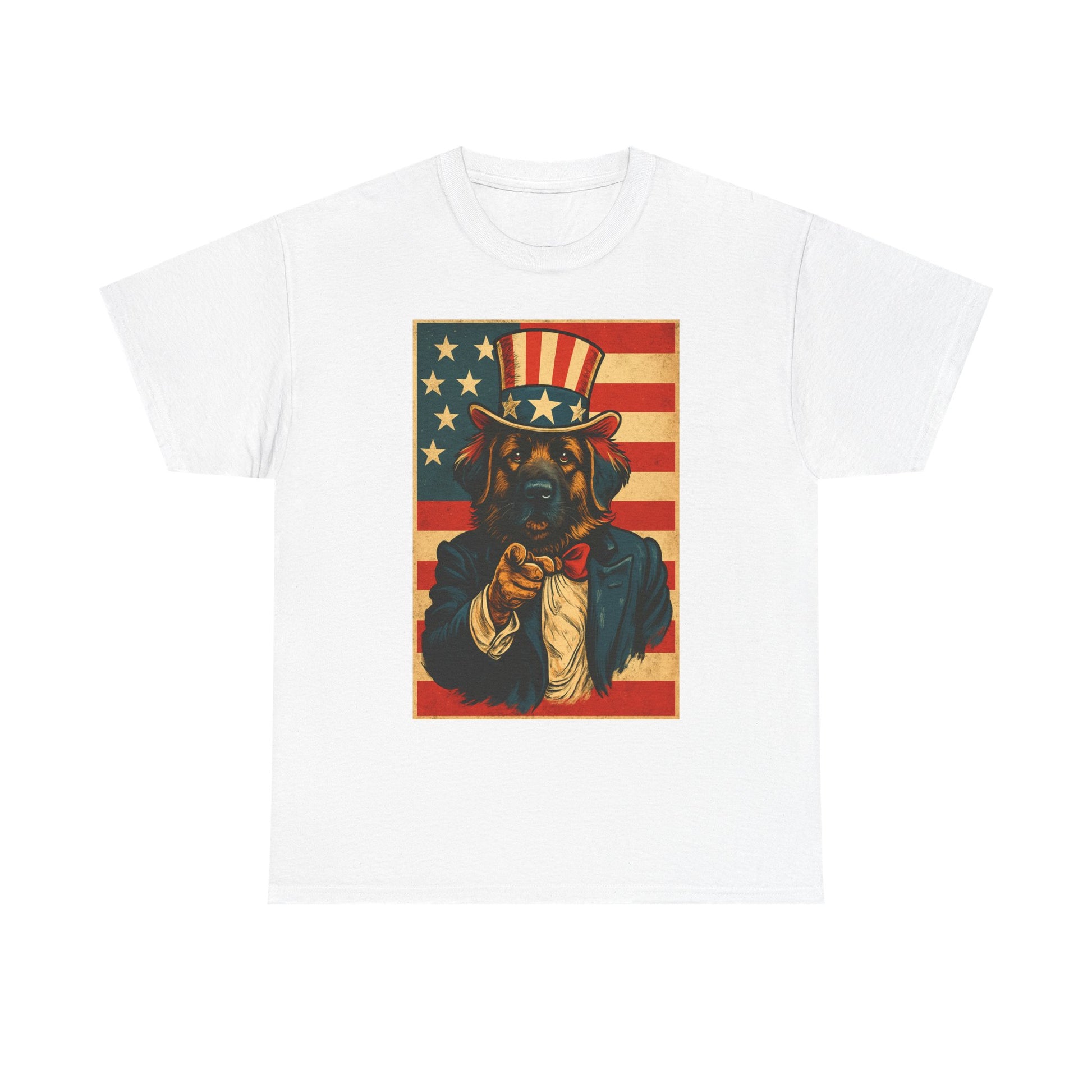 Patriotic Dog Tee - Vintage American Flag, Unisex Heavy Cotton T-Shirt, 4th of July Shirt, Dog Lover Gift, Casual Wear