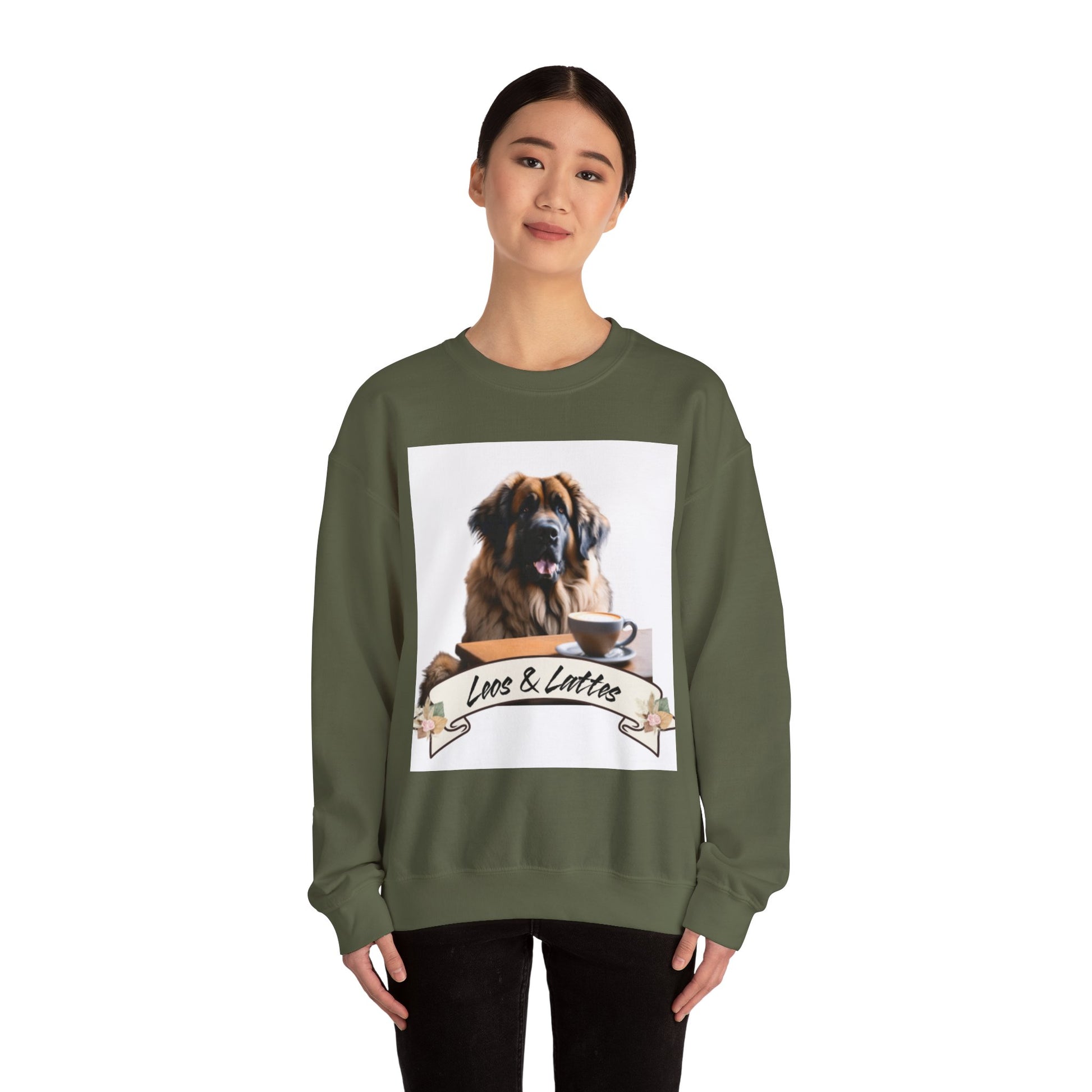 Leos & Lattes  Crewneck Sweatshirt - Perfect Gift for Leonberger Pet Owners