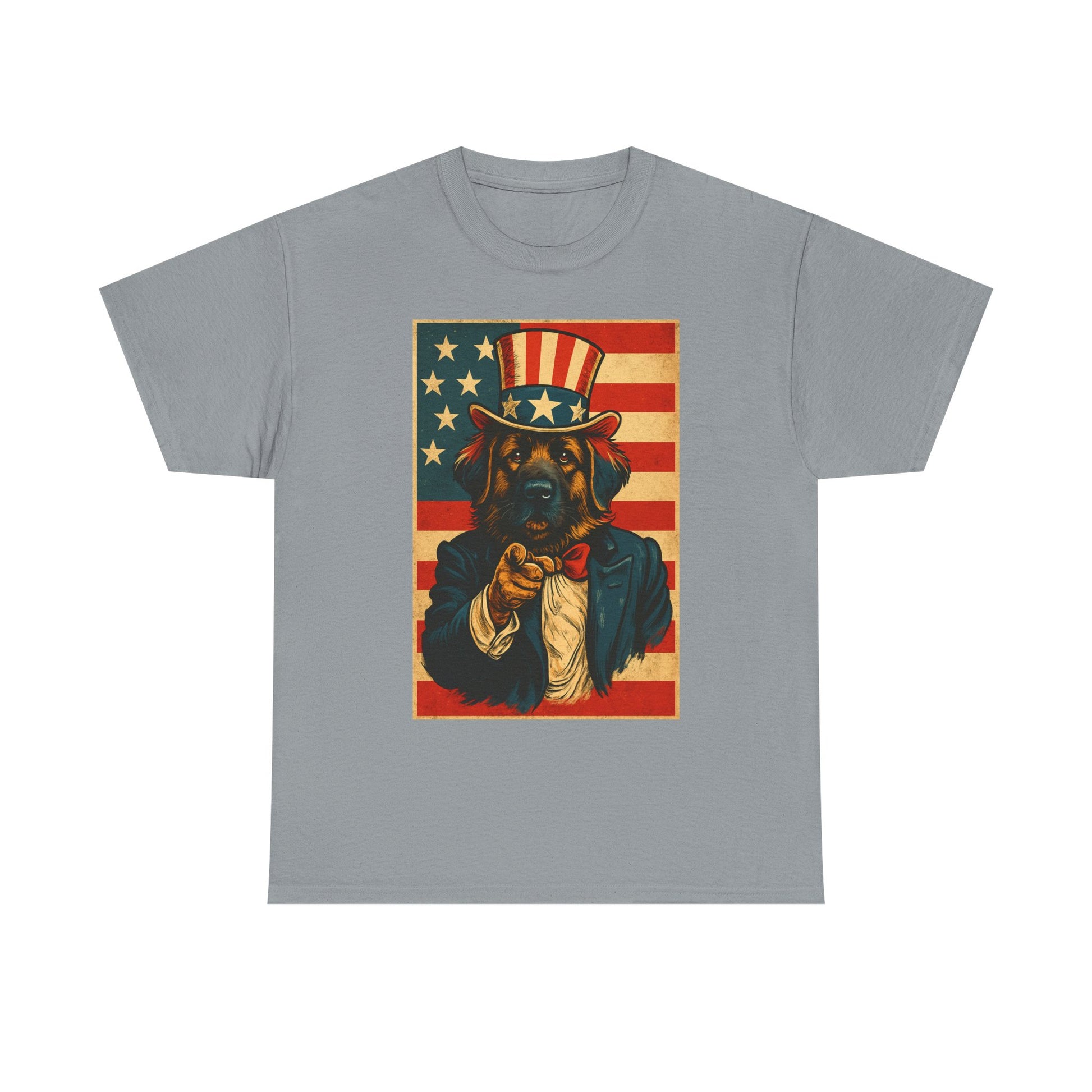 Patriotic Dog Tee - Vintage American Flag, Unisex Heavy Cotton T-Shirt, 4th of July Shirt, Dog Lover Gift, Casual Wear