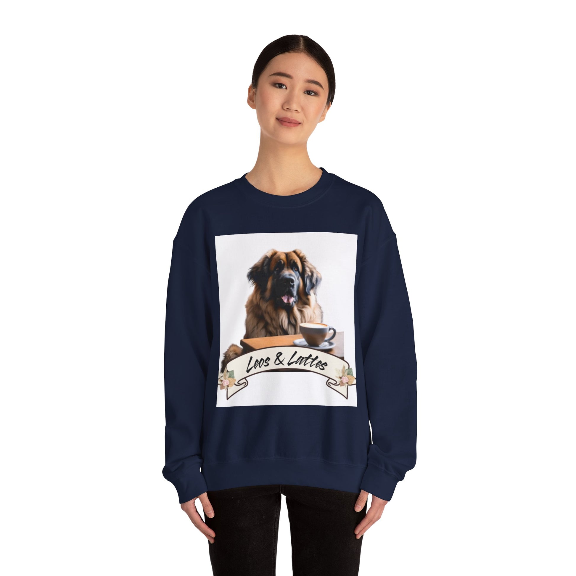 Leos & Lattes  Crewneck Sweatshirt - Perfect Gift for Leonberger Pet Owners