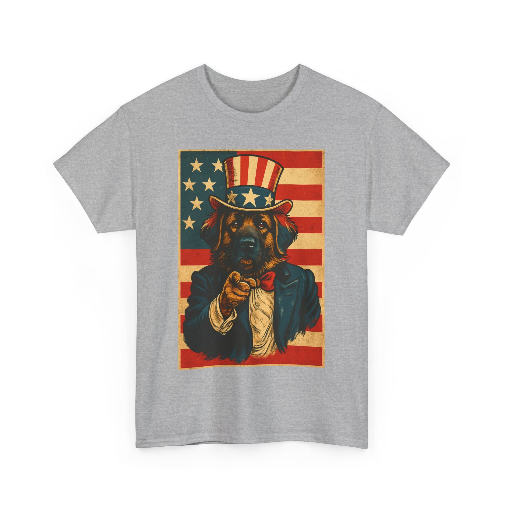 Patriotic Dog Tee - Vintage American Flag, Unisex Heavy Cotton T-Shirt, 4th of July Shirt, Dog Lover Gift, Casual Wear