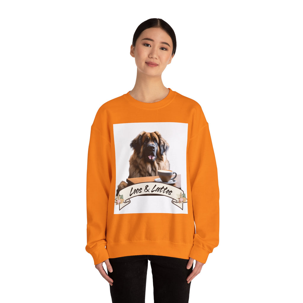Leos & Lattes  Crewneck Sweatshirt - Perfect Gift for Leonberger Pet Owners