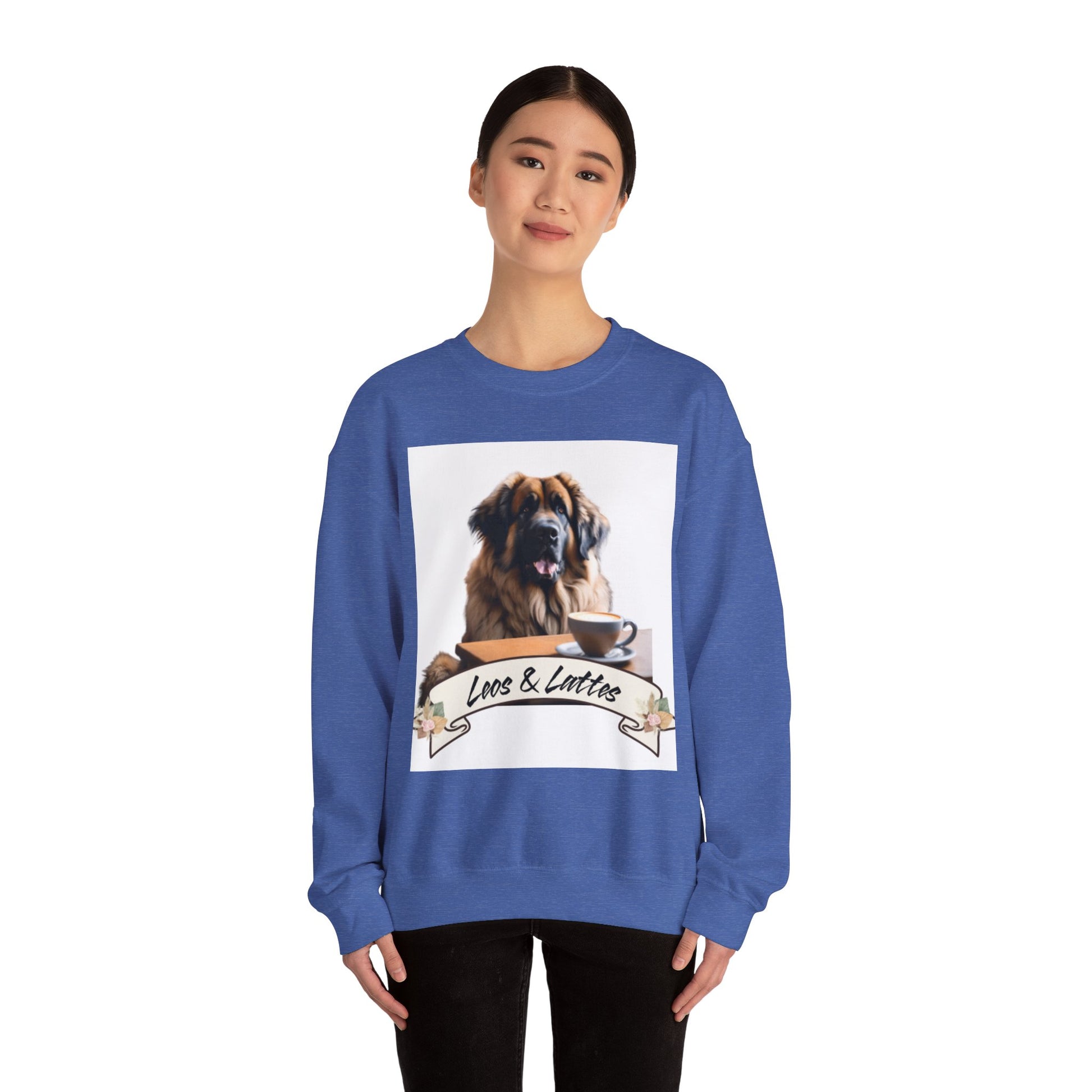 Leos & Lattes  Crewneck Sweatshirt - Perfect Gift for Leonberger Pet Owners
