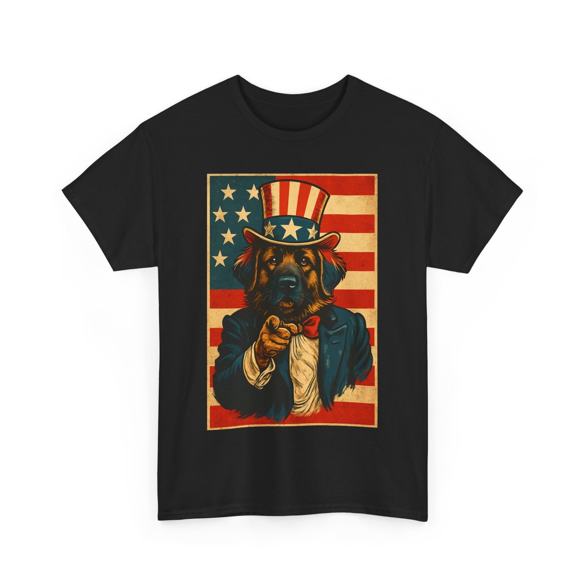 Patriotic Dog Tee - Vintage American Flag, Unisex Heavy Cotton T-Shirt, 4th of July Shirt, Dog Lover Gift, Casual Wear