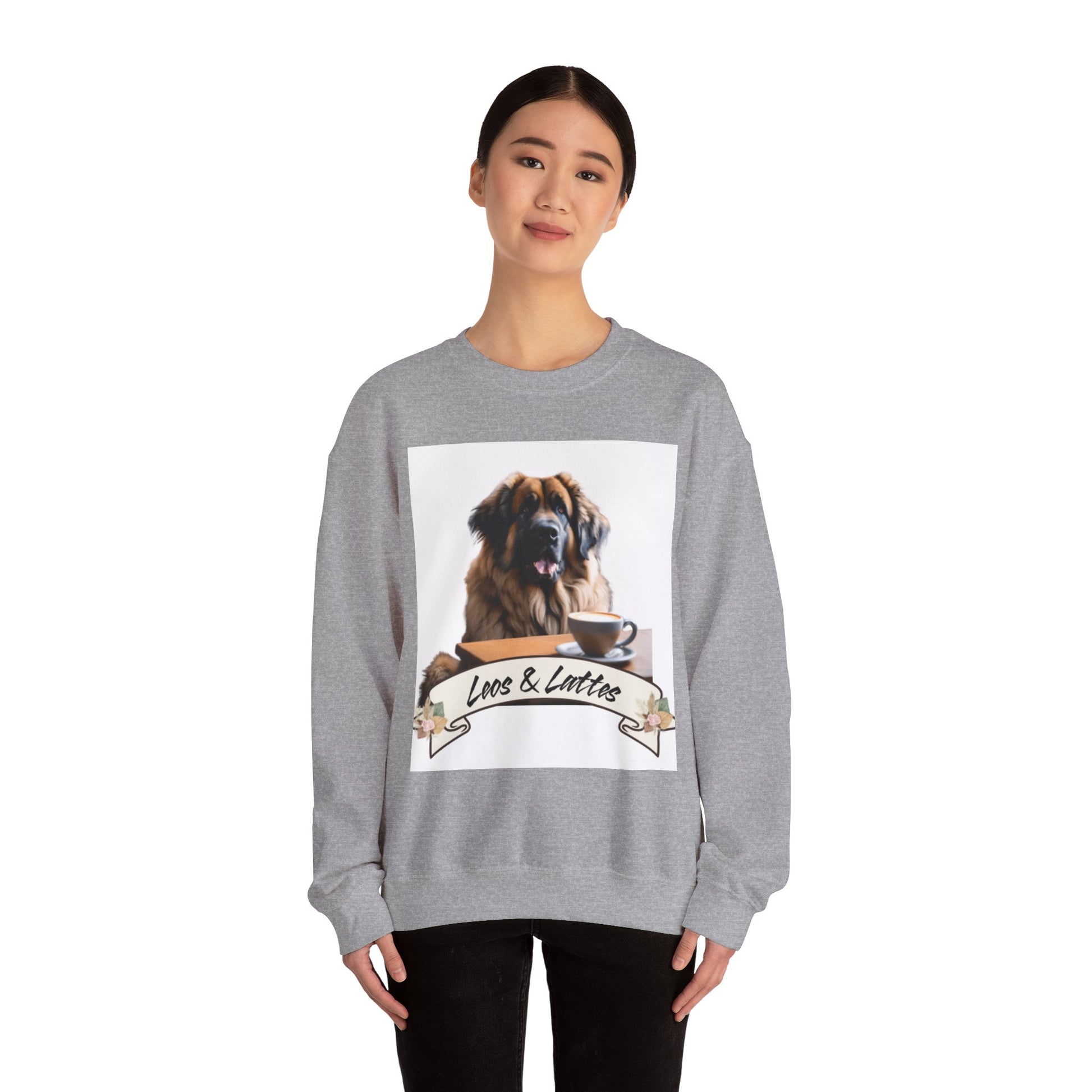 Leos & Lattes  Crewneck Sweatshirt - Perfect Gift for Leonberger Pet Owners