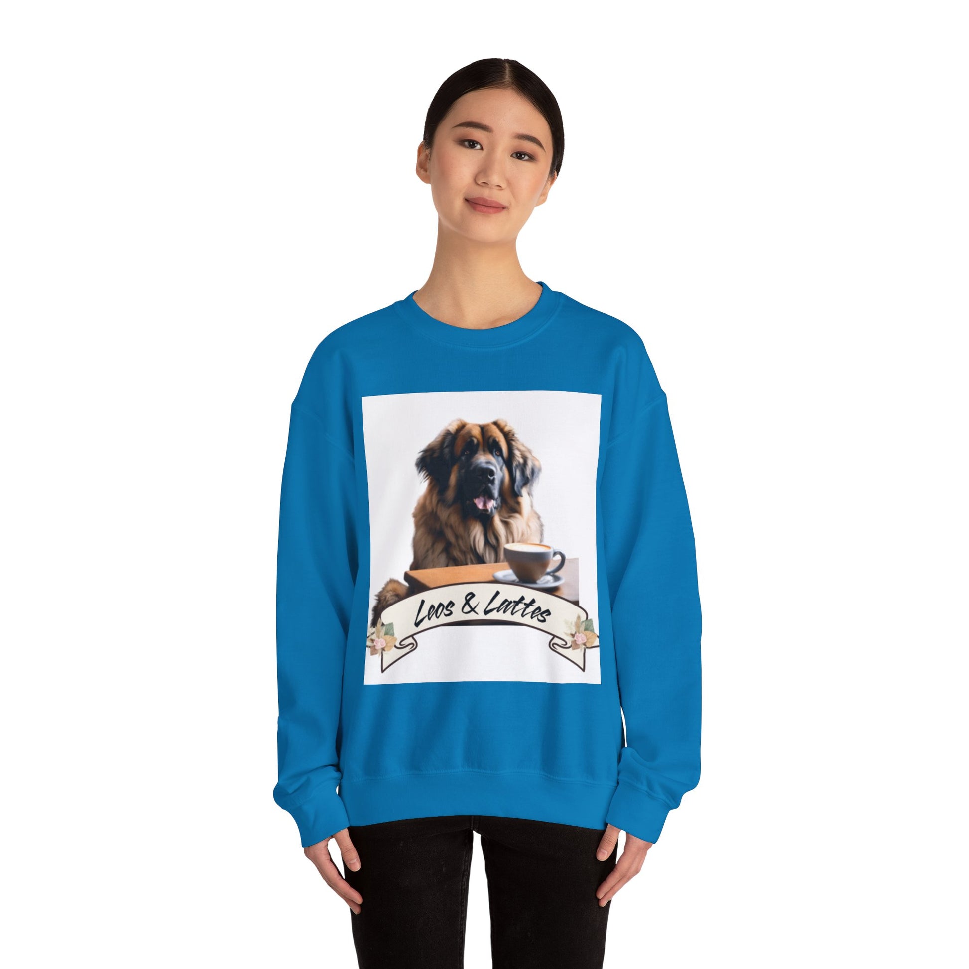 Leos & Lattes  Crewneck Sweatshirt - Perfect Gift for Leonberger Pet Owners