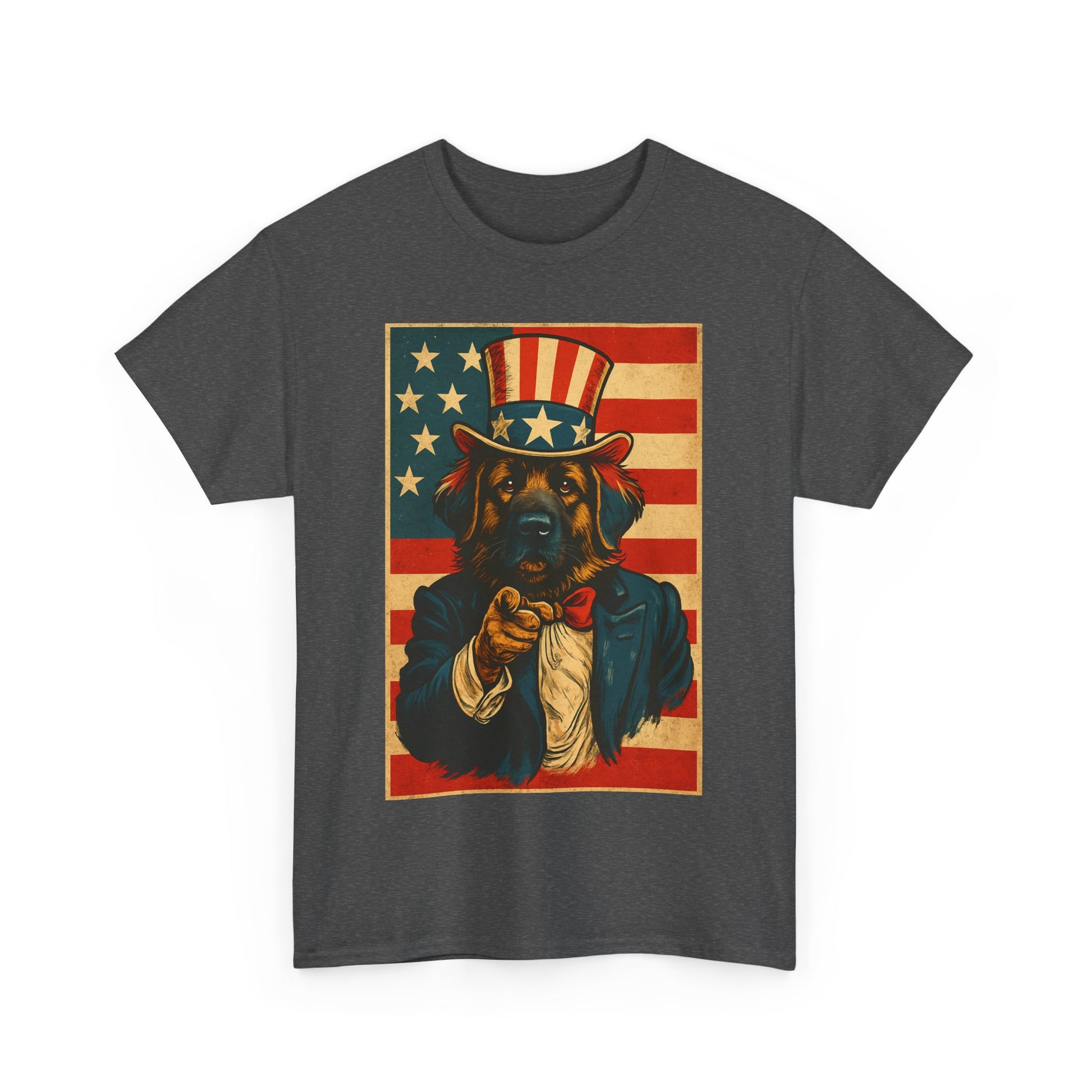 Patriotic Dog Tee - Vintage American Flag, Unisex Heavy Cotton T-Shirt, 4th of July Shirt, Dog Lover Gift, Casual Wear