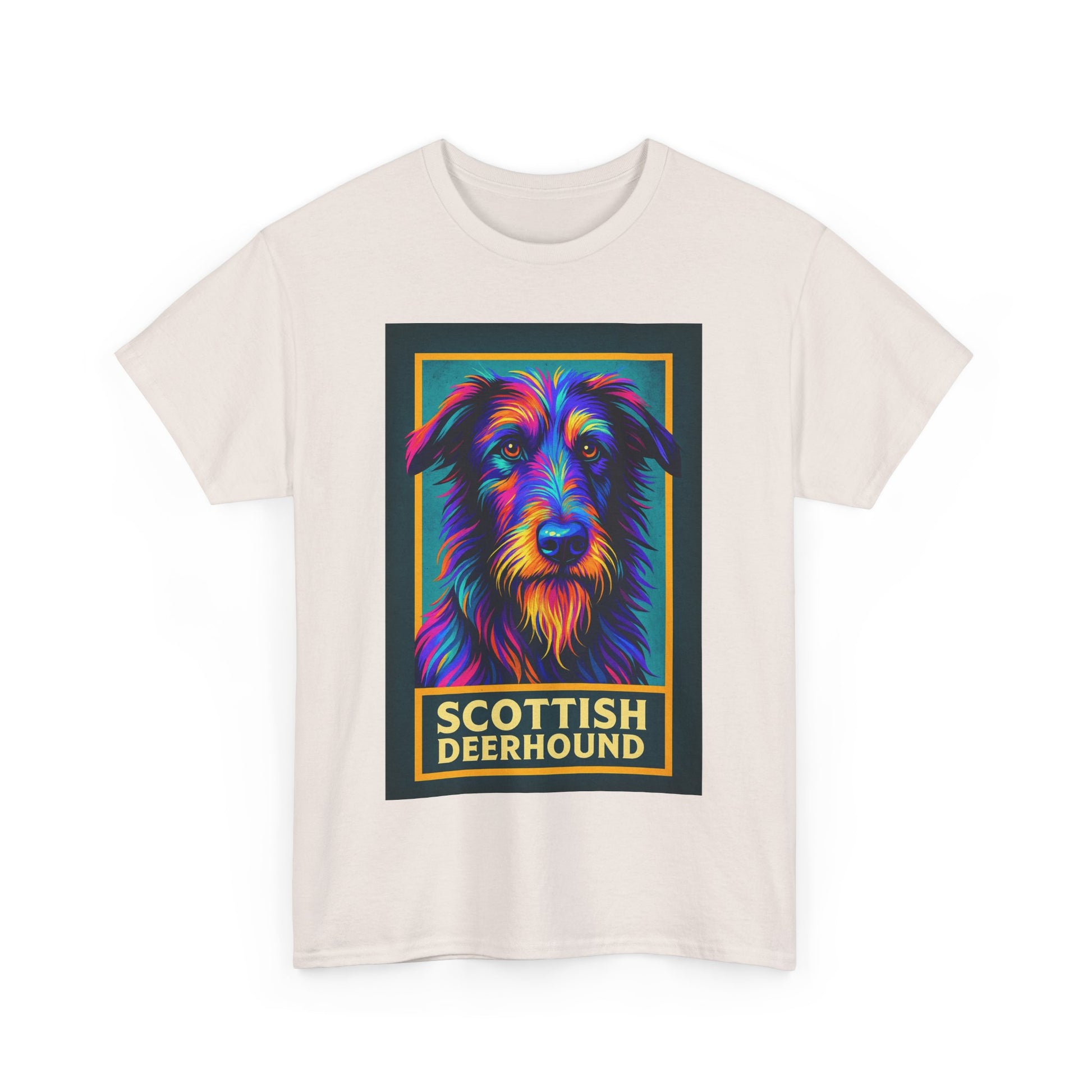 Colorful Scottish Deerhound Unisex Tee, Pet Lover Shirt, Dog Dad Gift, Animal Lover Apparel, Vibrant Cotton Tee for Holidays