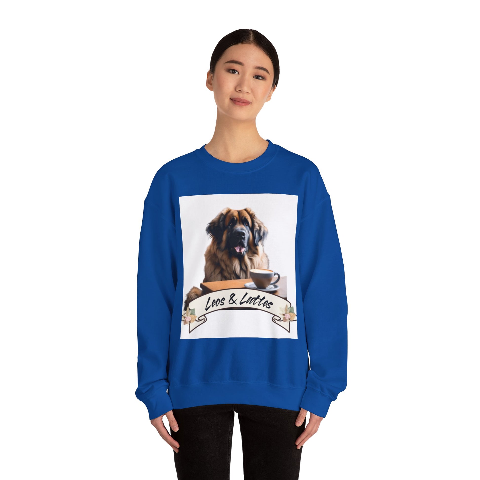 Leos & Lattes  Crewneck Sweatshirt - Perfect Gift for Leonberger Pet Owners