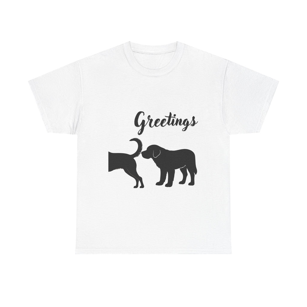 Dog Lovers' Greetings Cotton Tee, Pet Owner Gift, Funny Animal Shirt, Everyday Casual Wear, Ideal for Birthdays & Holidays